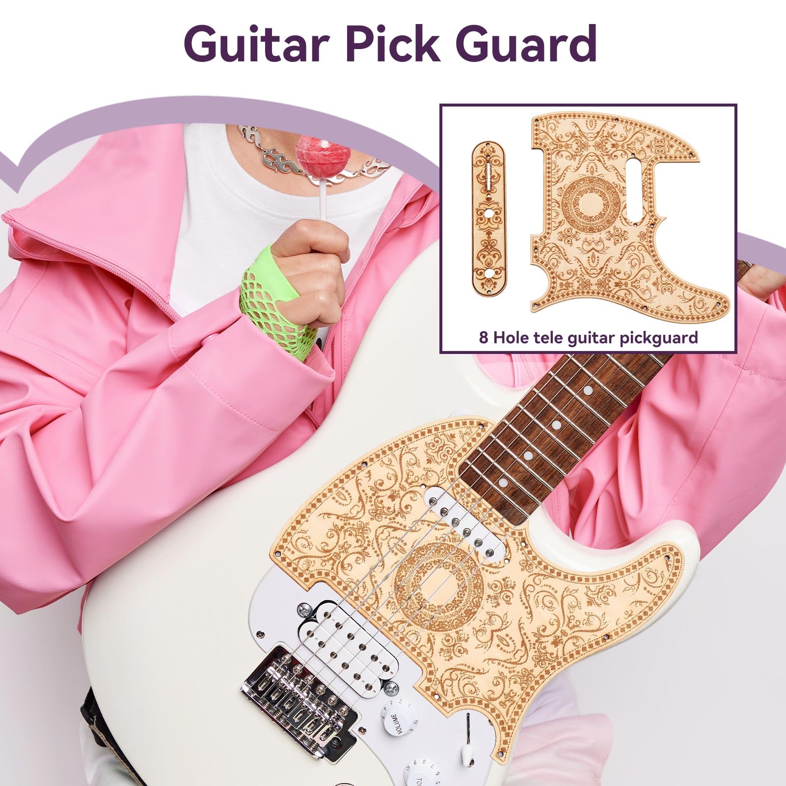 Battipenna per chitarra TL con set di pannelli di controllo del volume, protezione per piastra in legno d'acero Sostituzione del battipenna Telecaster