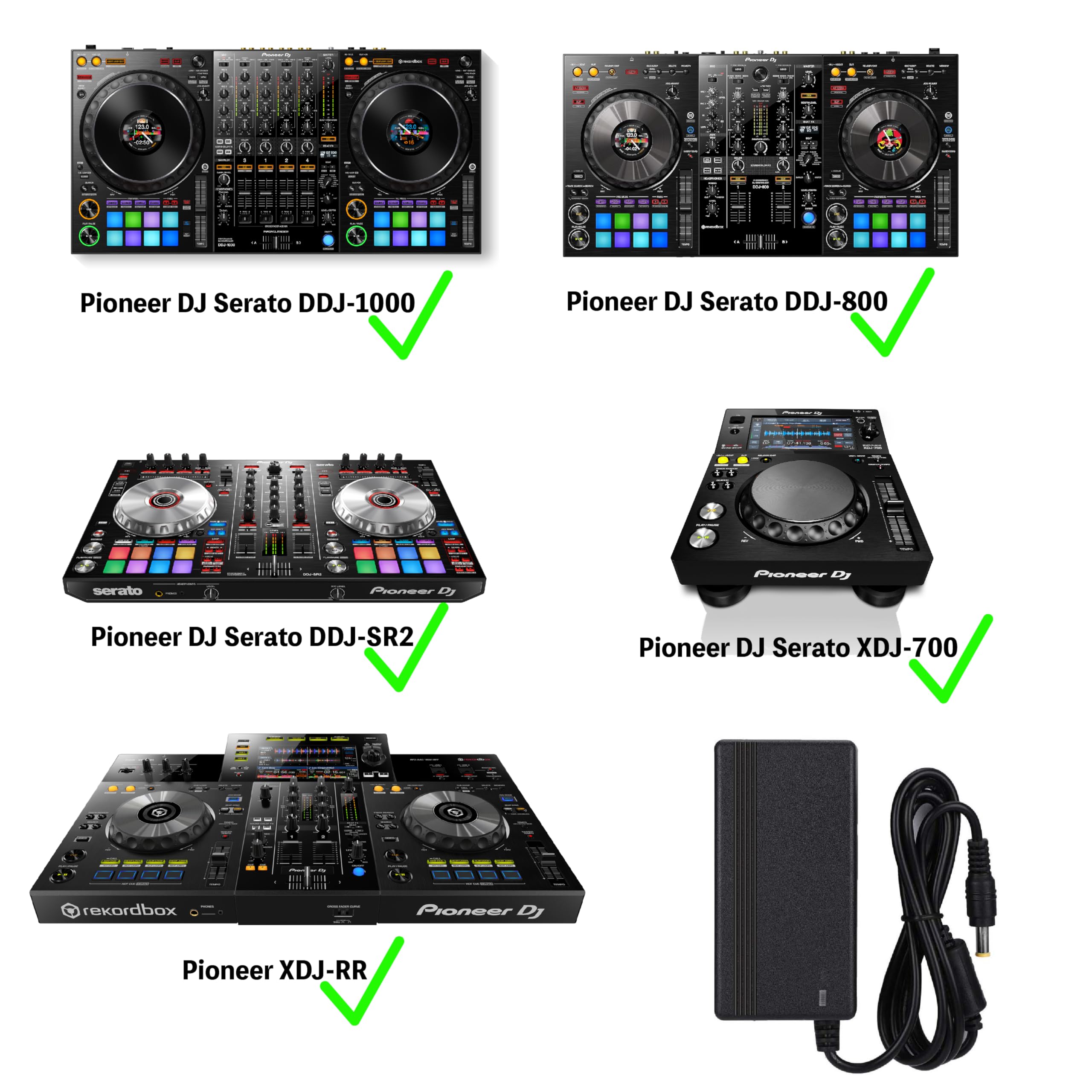 12 V fuente de alimentación cargador para Pioneer DDJ-FLX10 DDJ-1000 DDJ-1000SRT DDJ-1000SRTN DDJ-800 XDJ-700 DDJ-SR2 XDJ-RR 4-Deck 4-Channel Performance DJ AC DC adaptador de carga