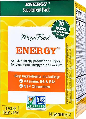 MegaFood Paquete de suplemento energético formulado con vitaminas B6 y B12 cromo GTF y más para apoyo energético celular sin OMG sin gluten
