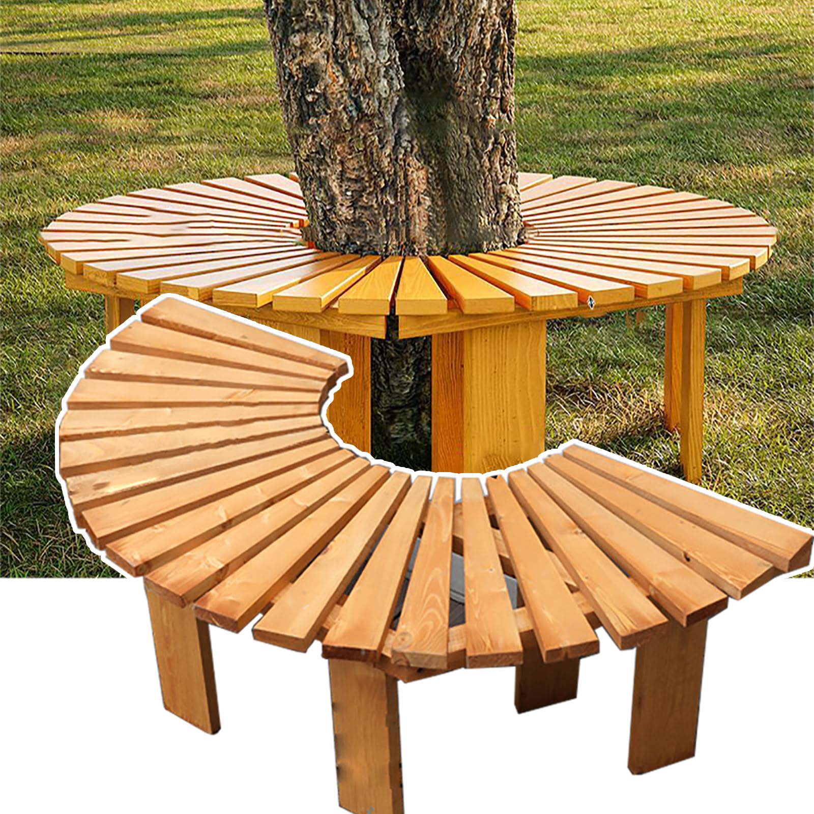 Banco de árbol semicircular resistente de 250 kg y fácil mantenimiento