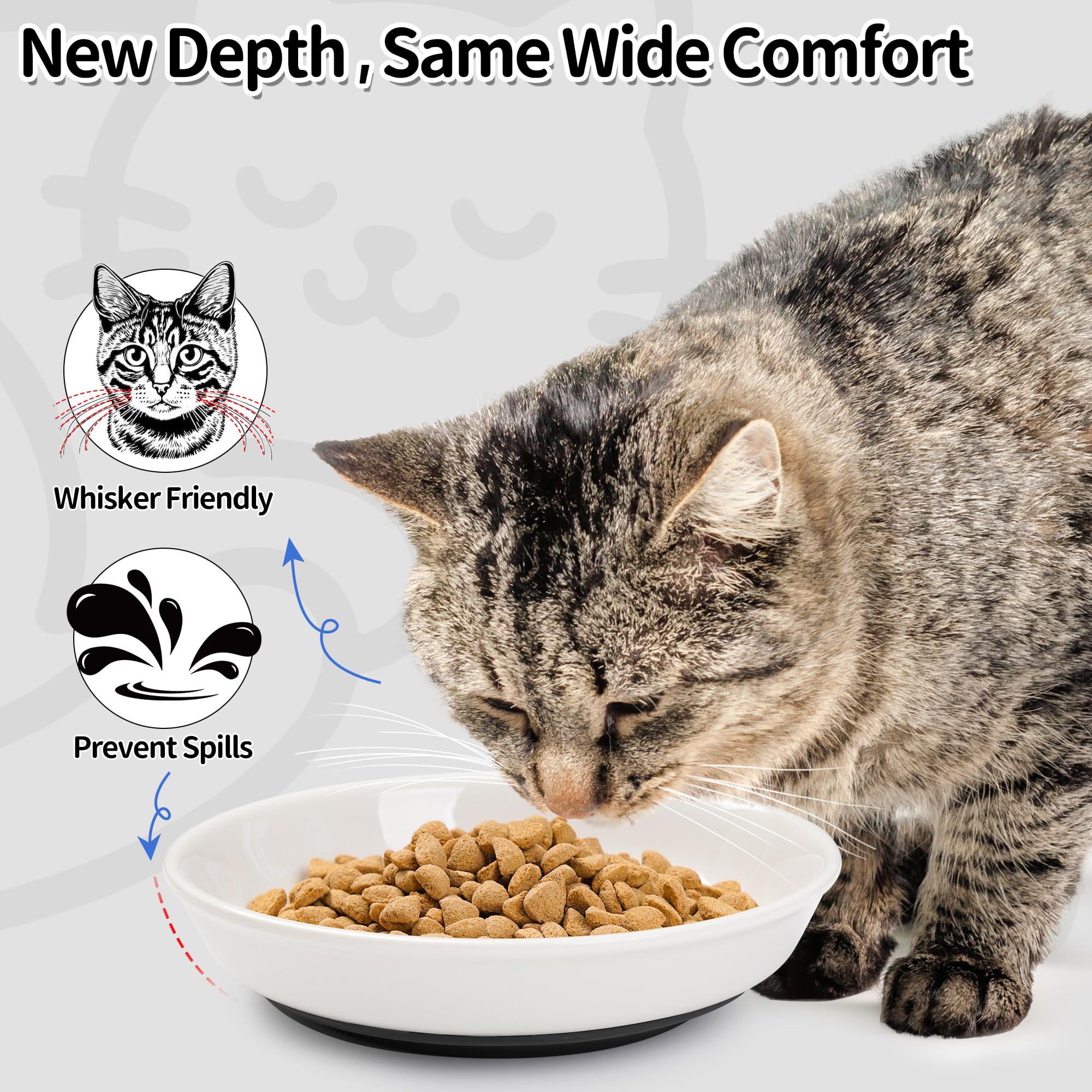 Ciotole per cibo per gatti, ciotole in ceramica per gatti con base in silicone antiscivolo, confezione da 6 piatti silenziosi e piatti per nutrire gatti, gattini e cani di piccola taglia