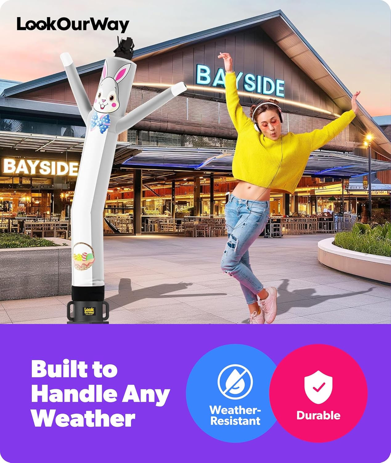 LookOurWay Air Dancers Inflatable Tube Man Attachment - Wacky Waving Inflatable Dancing Tube Guy for Business Promotion - Blower Not Included