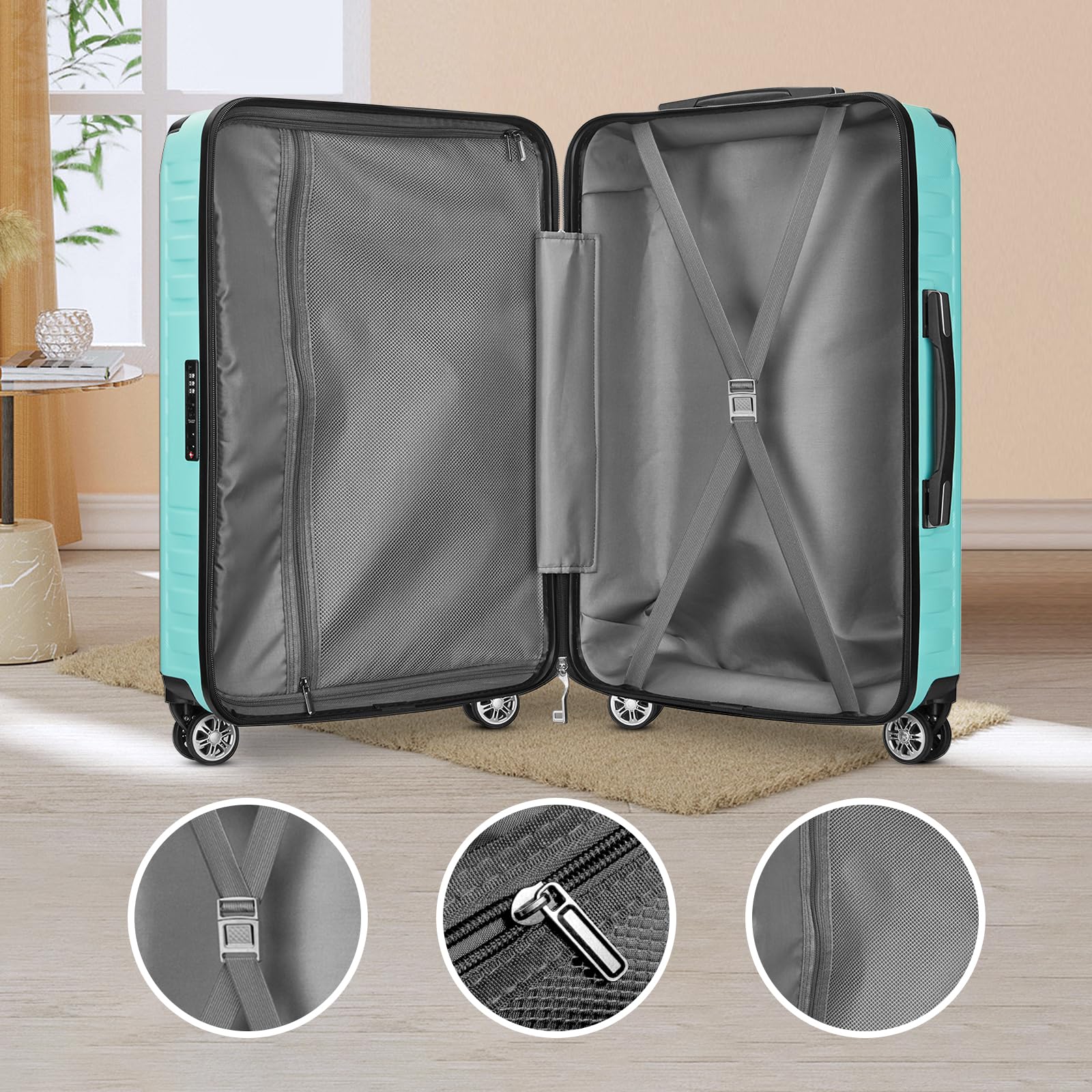 Melalenia Luggage Sets 7 Piece Hard Shell Carry on Suitcase with Spinner Wheels and TSA Lock, Lightweight Travel Duffel Bag for Women, Beige Brown: Melalenia Carry on Luggage 20 Inch Airline Approved, Hard Sided Luggage Sets with Spinner Wheels and TSA Lock,Travel Carry on Suitcase Set for Women