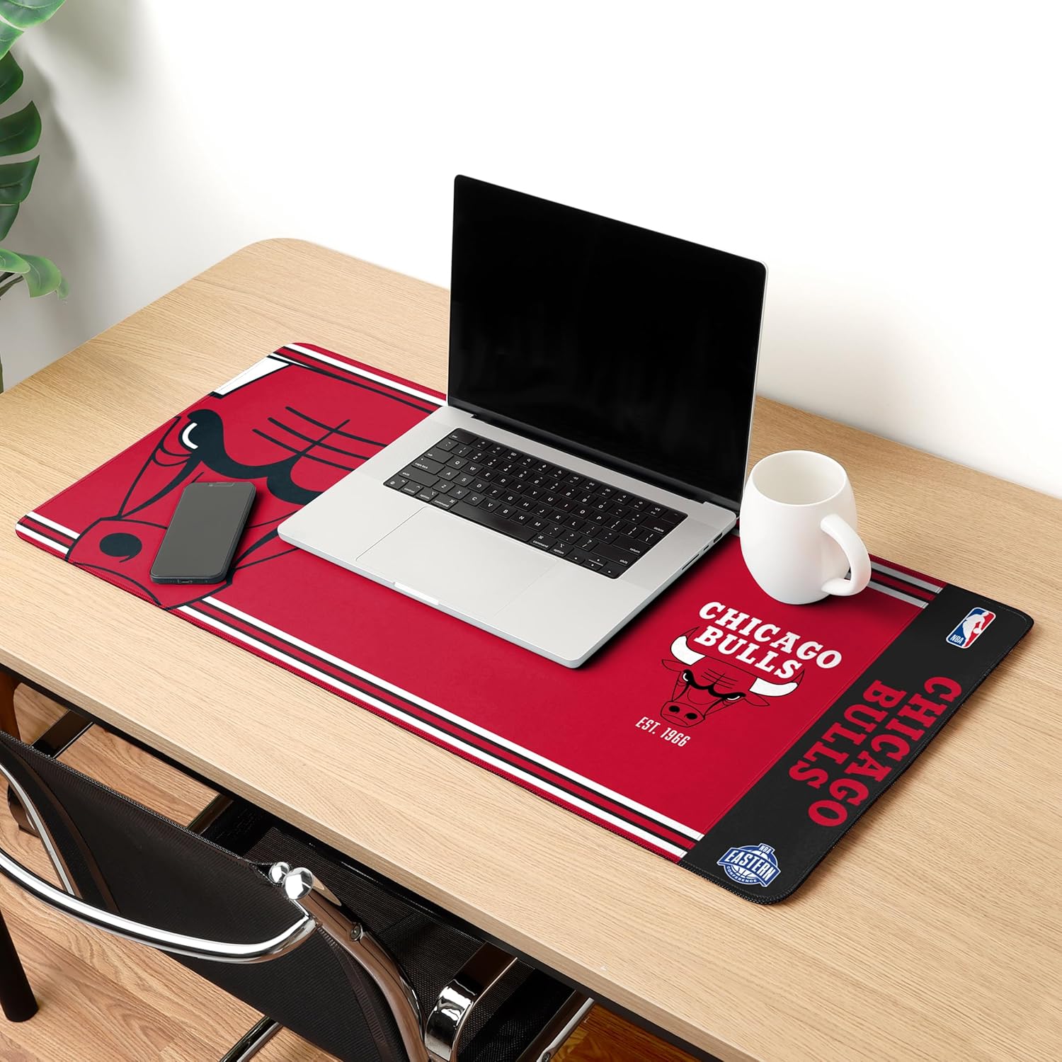 FOCO NBA Official Established Primary Logo Wordmark Home Office Desk Pad Mouse Pad Mat 35" x 16" (Chicago Bulls, Chicago Bulls) - Image 2