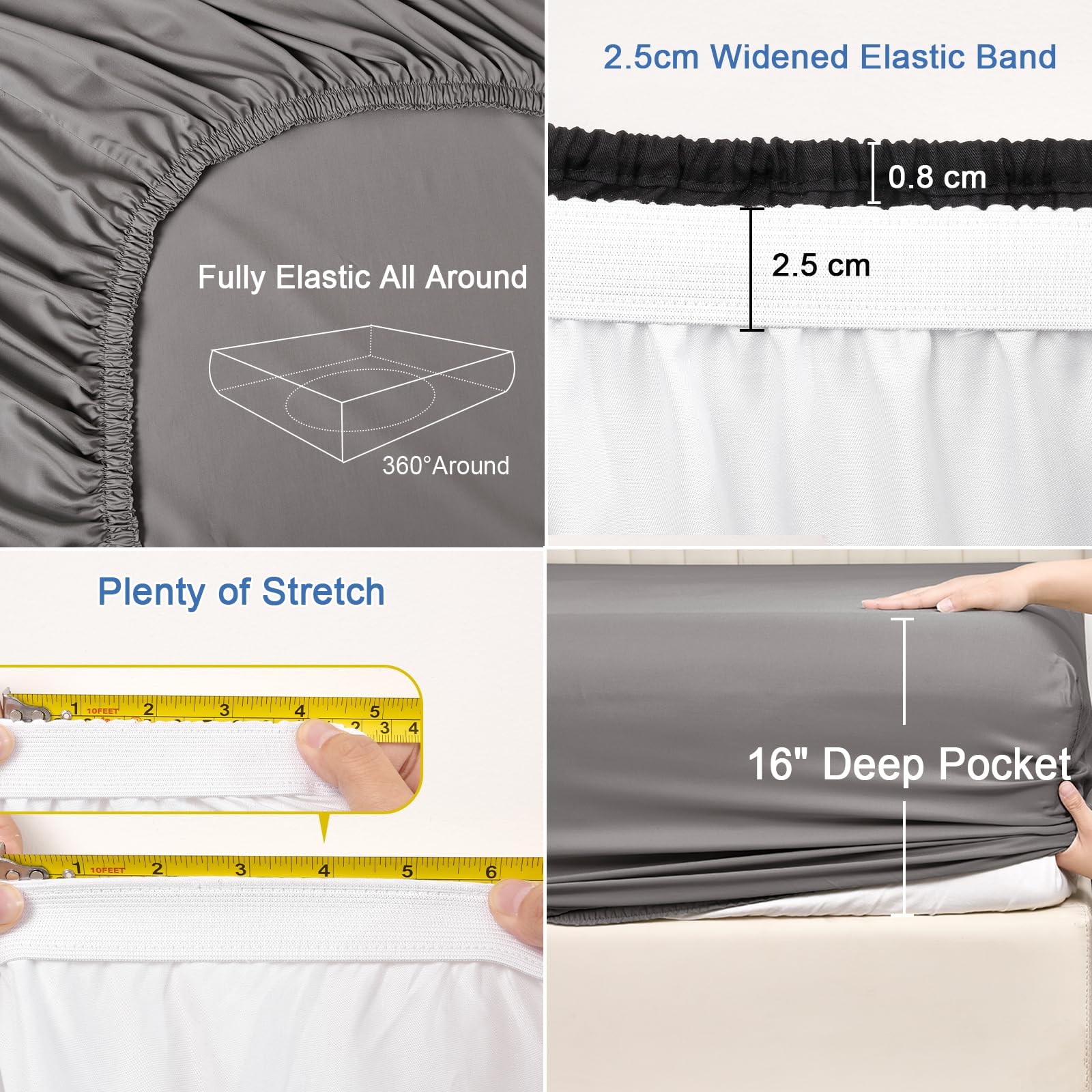 PHF Cooling Bamboo Rayon Fitted Sheet - Twin Size, 16\" Deep Pocket, Silky Soft & Breathable For Hot Sleepers - View #6