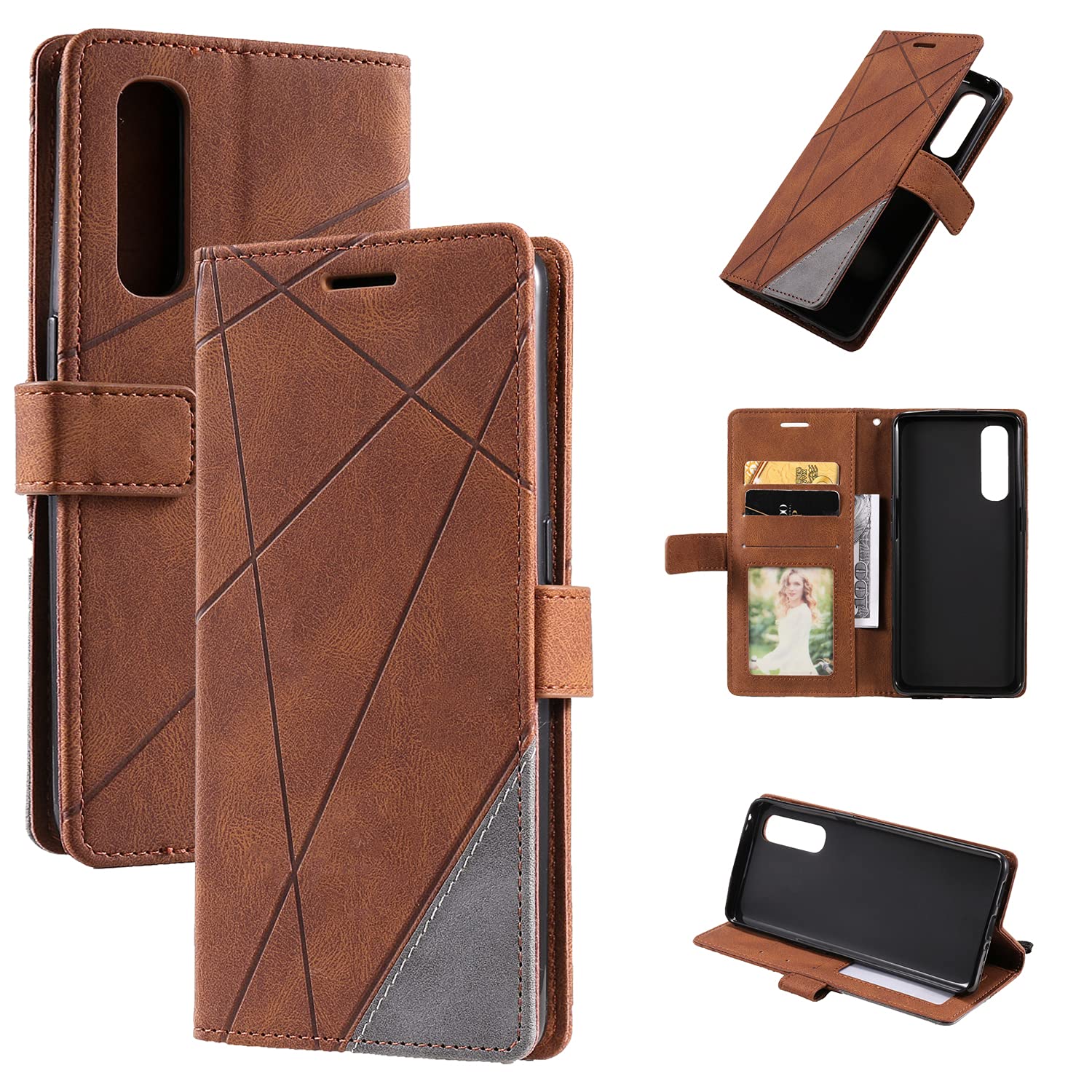Coque Portefeuille HualuBro Pour Oppo Find X2 Neo - Cuir Synthétique Rouge - Rabat Magnétique, Fentes Pour Cartes, Béquille Intégrée