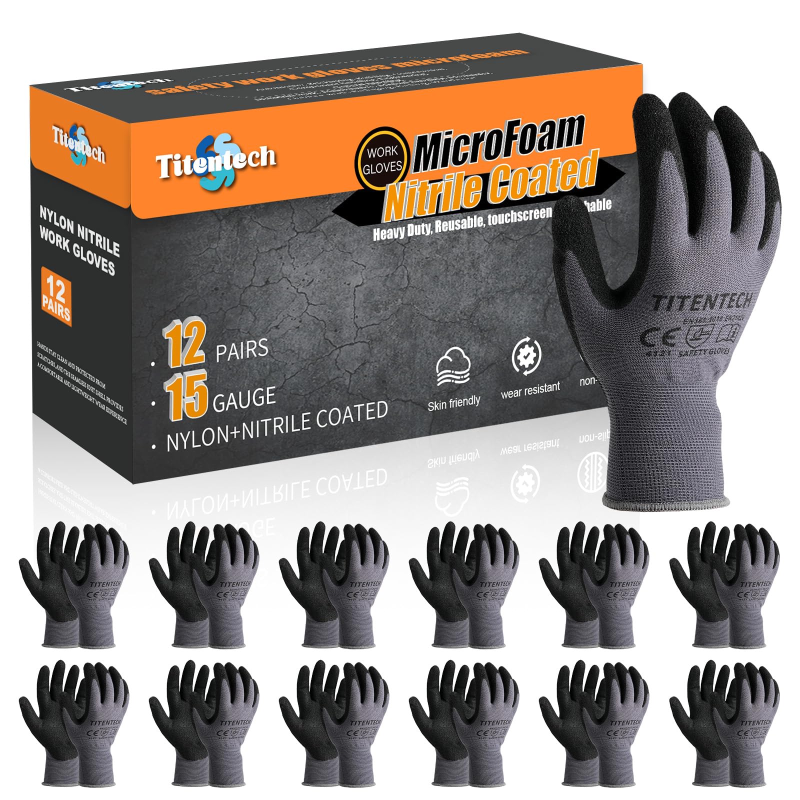 Microfoam Nitrile Work Gloves 12 Pack