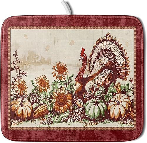 Miniatura 8 de Giwawa Tapete de secado de platos de café, vintage, antifatiga, taza de expreso, máquina de frijoles negros, tapete escurridor de platos, protector