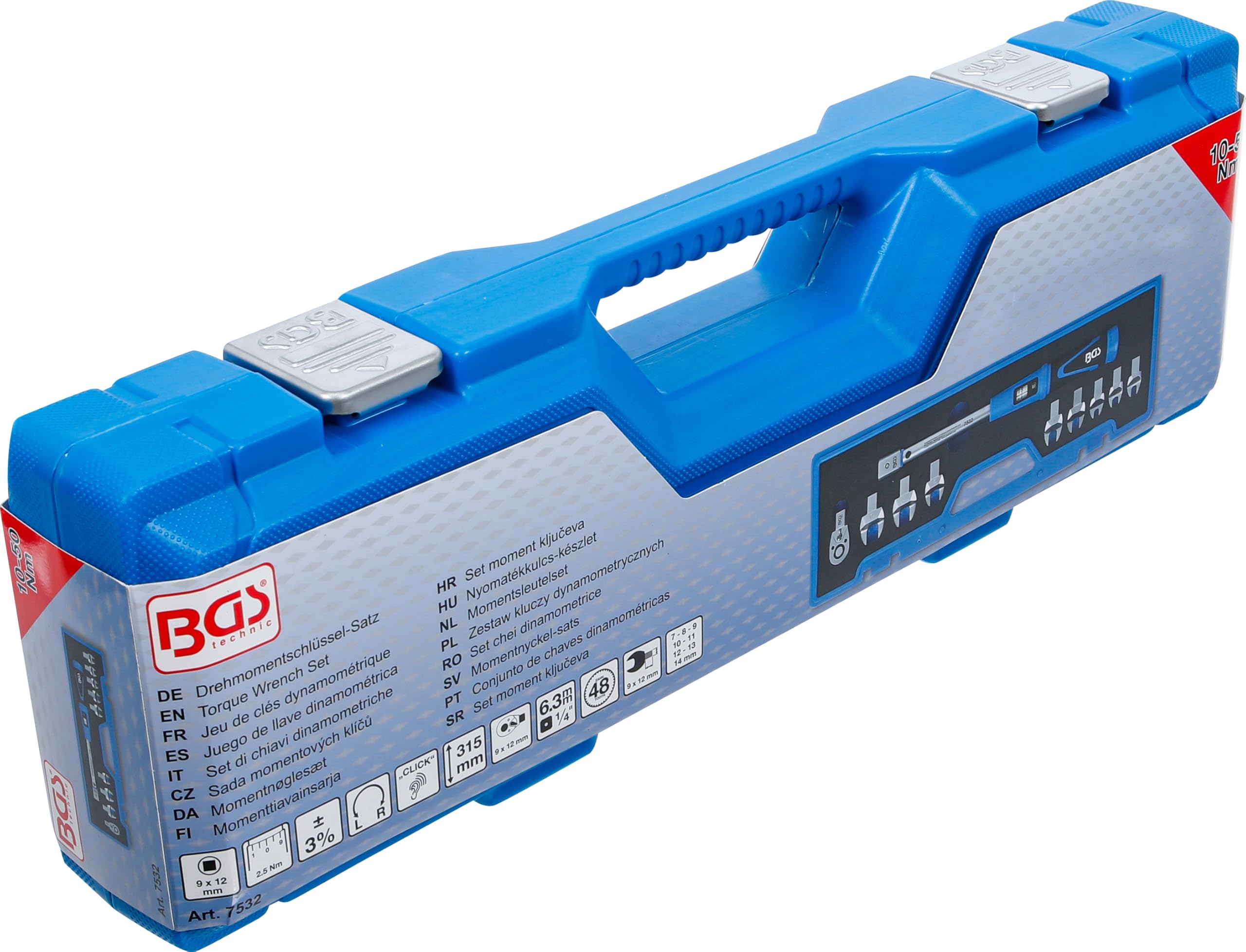BGS 7532 Juego de llaves dinamométricas para herramientas de inserción de 9 x 12 mm, 10-50 Nm, 10 piezas