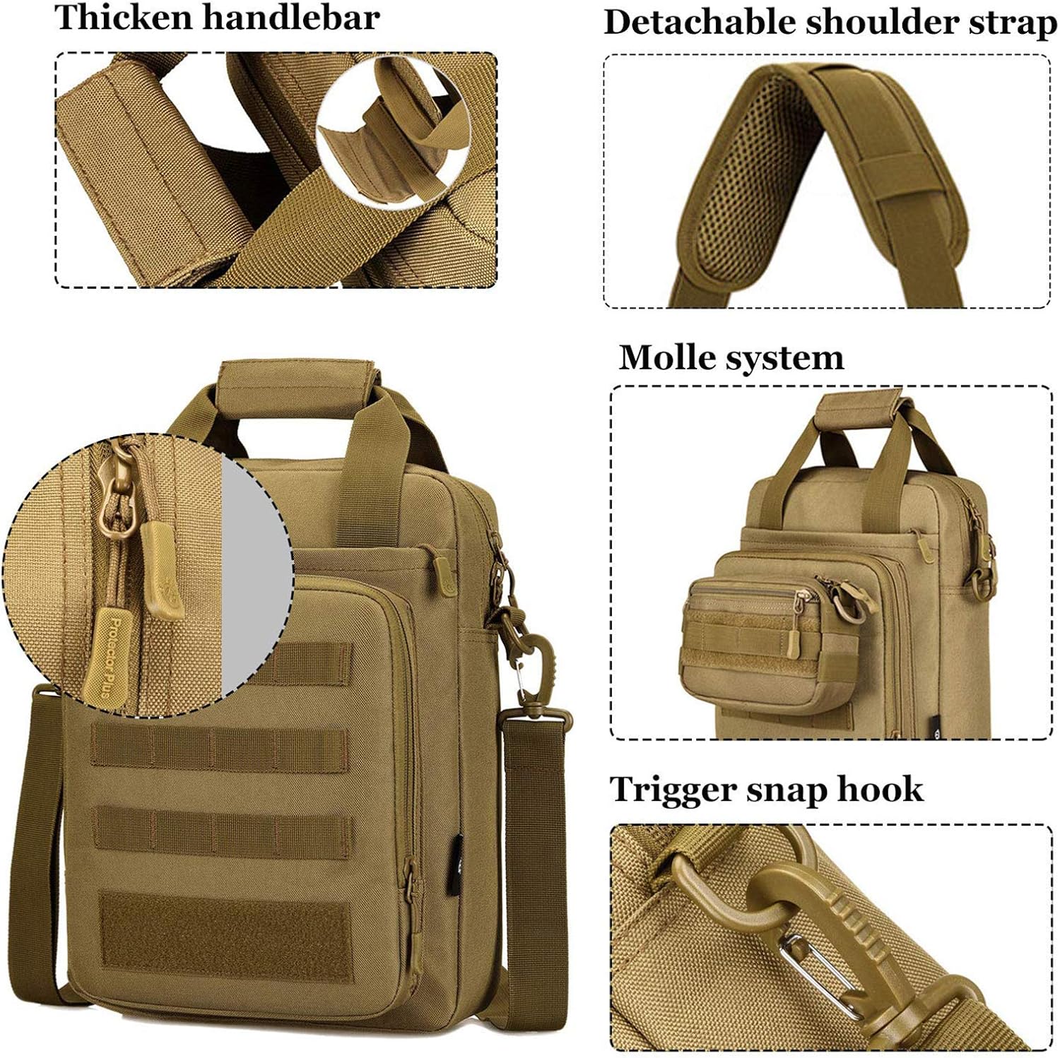 CamGo 12" Laptop Messenger Bag for Men Vertical Tactical Crossbody Shoulder Bag Small Computer Briefcase Molle Handbags