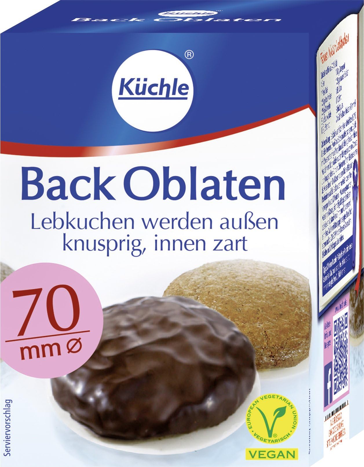 Kuechle Back-Oblaten (Round Baking Wafers) (70 mm), 100-Count Boxes (Pack of 10)