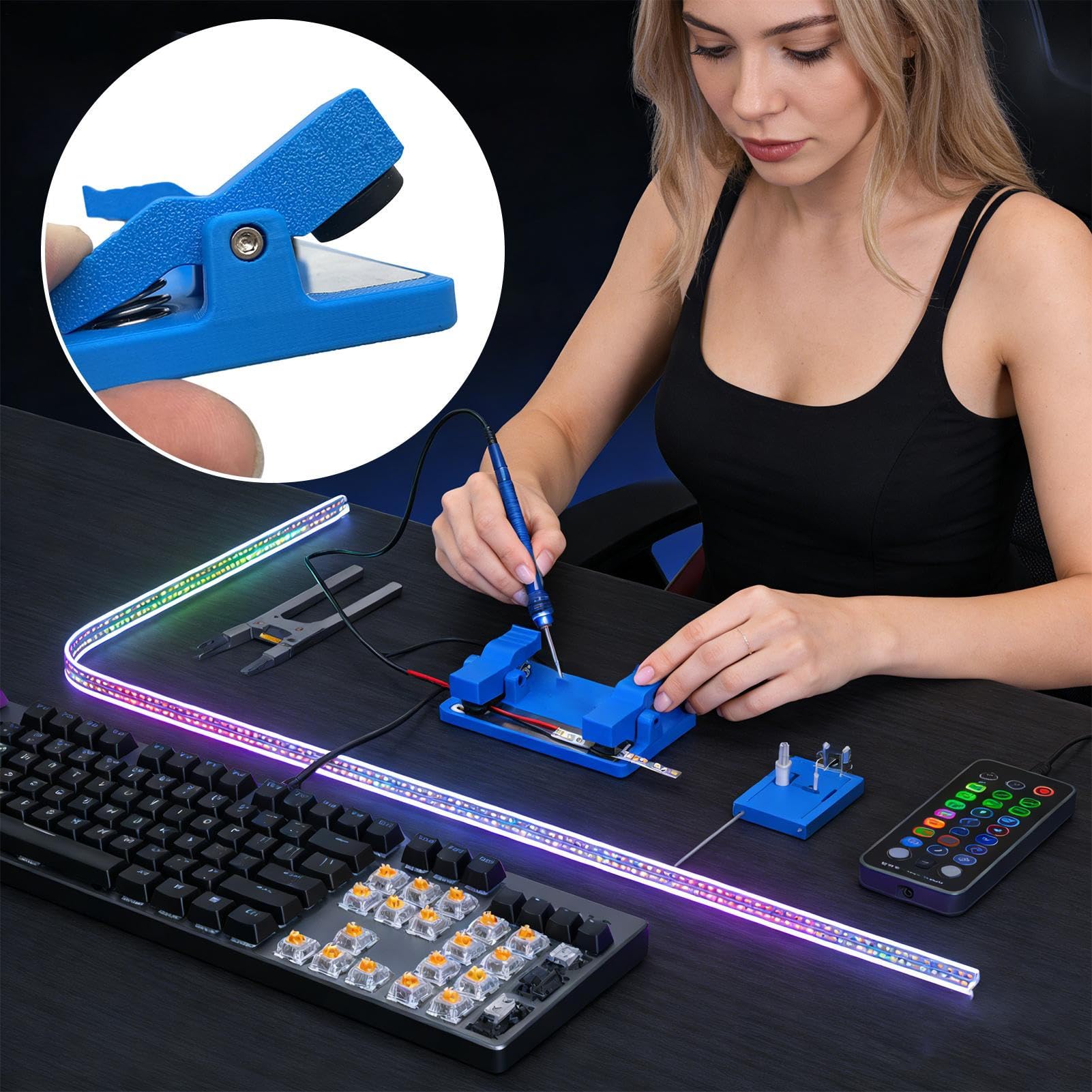 Pinza para Soldar Tira LED,Precisión Antideslizante | Sujetador para Tiras de Iluminación LED - para Ensamblaje y Reparación de Electrónica, Proyectos de Manualidades,
