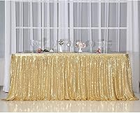 Vista 4 de PartyDelight Falda de mesa de lentejuelas doradas de 6 pies para mesa redonda, rectangular, cuadrada, para fiesta de cumpleaños, boda, Navidad