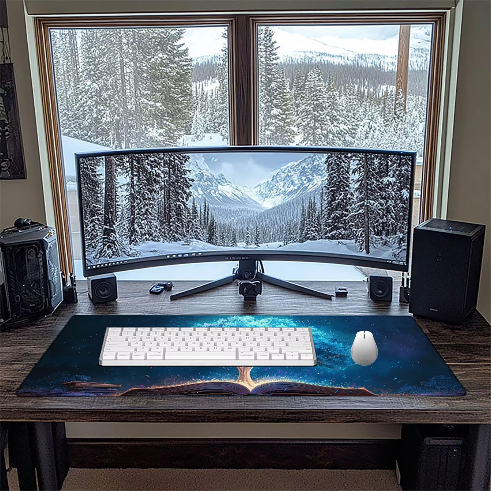 Albero della vita Tappetino Mouse Gaming xxl 1000 x 500 mm, Tappetino Scrivania Blu Con Bordi Cuciti, Presa Stabile su Superfici Lisce, Impermeabile Antiscivolo Mouse Pad per Gaming Accessori g2-23Y