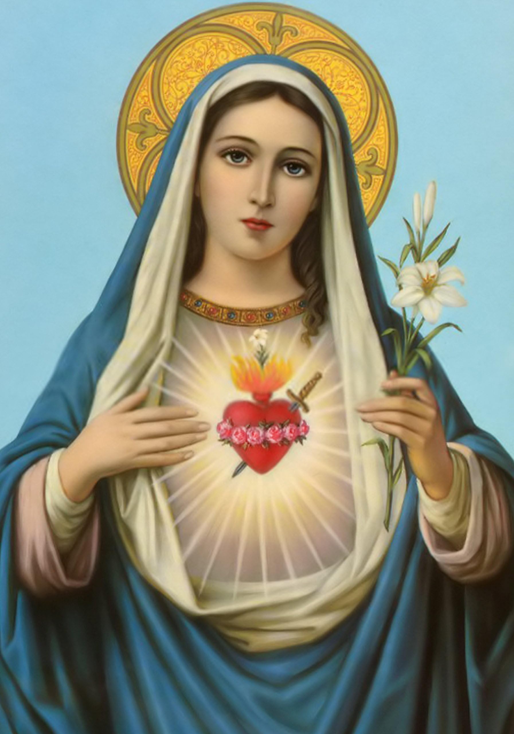 Immaculate Heart of Mary POSTER Print A4-A3 Holy Virgin Mary image Blessed Mother picture Catholic Religious wall art
