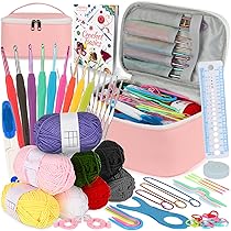 Coopay Kit Uncinetto per Principianti Set Uncinetto con Filato per Uncinetto, 61 Pezzi Set Uncinetto Portatile Uncinetti ergonomici Forniture per Uncinetto per Maglieria da Viaggio, Rosa