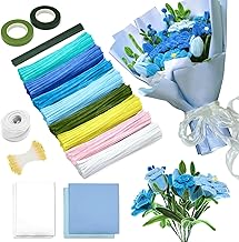 IJIAMY 500 Stück Pfeifenreiniger Blumen Set, Pfeifenputzer Blumen Zum Basteln, Mit Grüne Blumenstöcke, Klebebandrollen, Klebestifte, Anleitungen, Blumenstraußverpackungen, Bänder