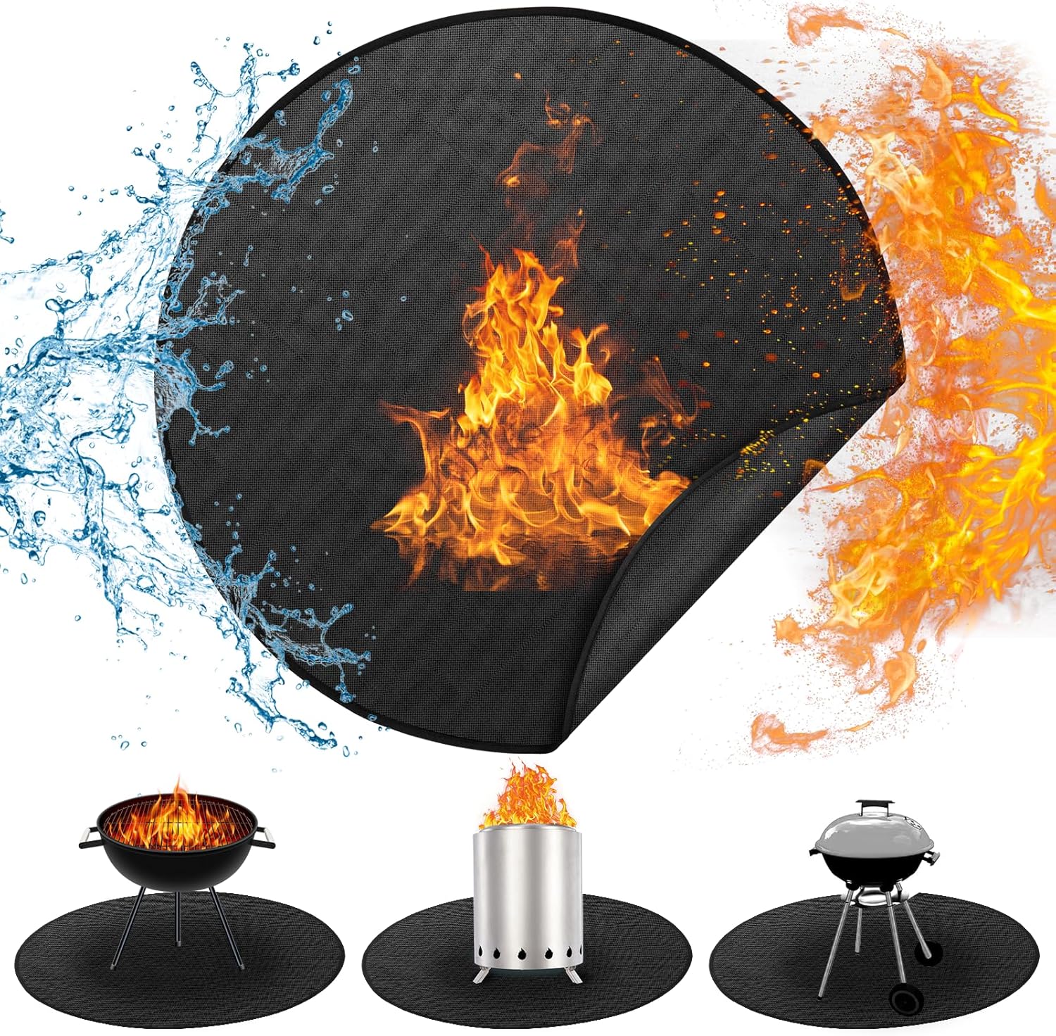 Blackstone Griddle Deck & Patio Fire Pit Mat - 48" Round, Fireproof, Waterproof & Oil Proof 48in