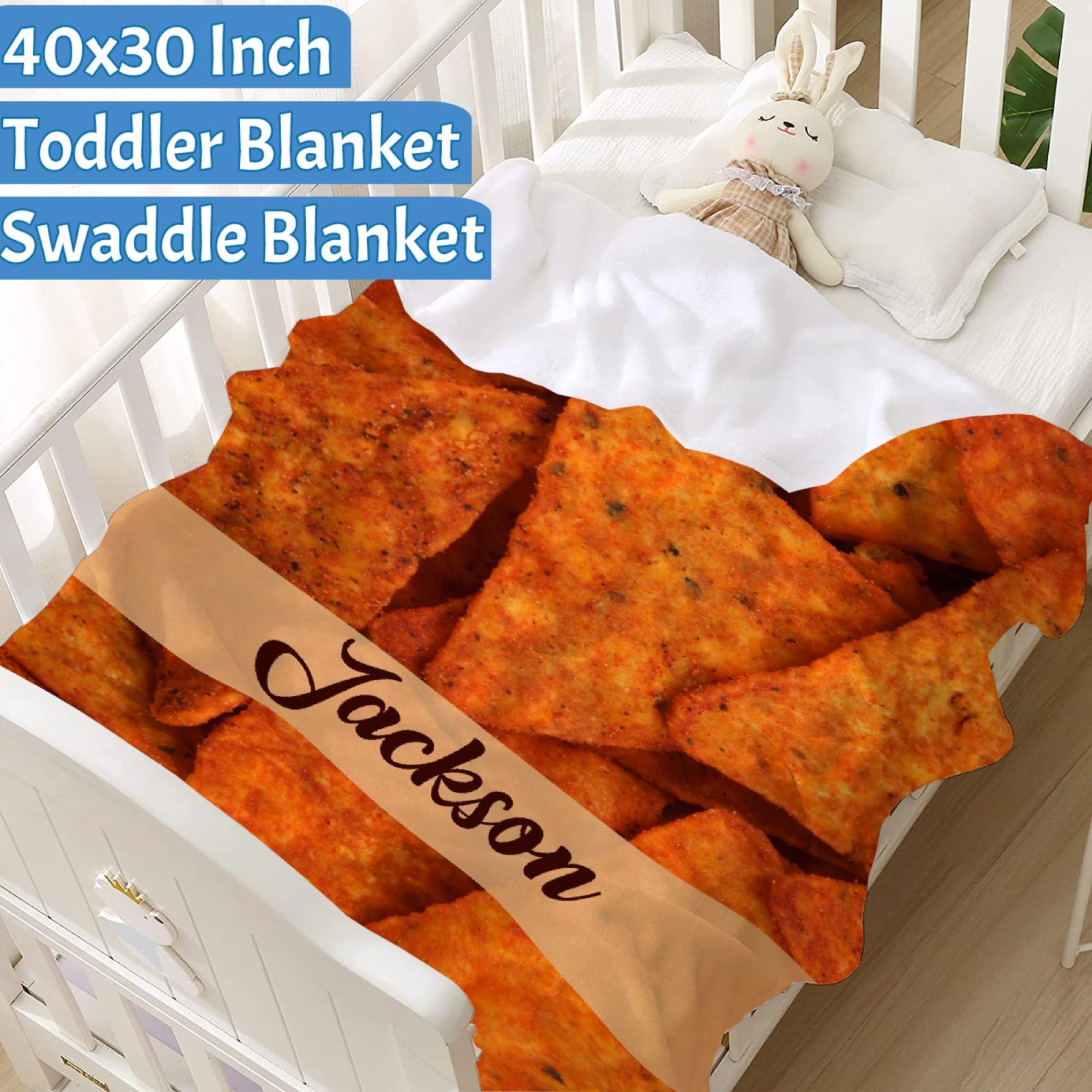 ARTBLANKET Manta de nachos personalizada para bebés, regalos para niños y niñas, súper suave, manta de nachos para niños pequeños, manta para recién nacidos, acogedora manta de recepción, decoración