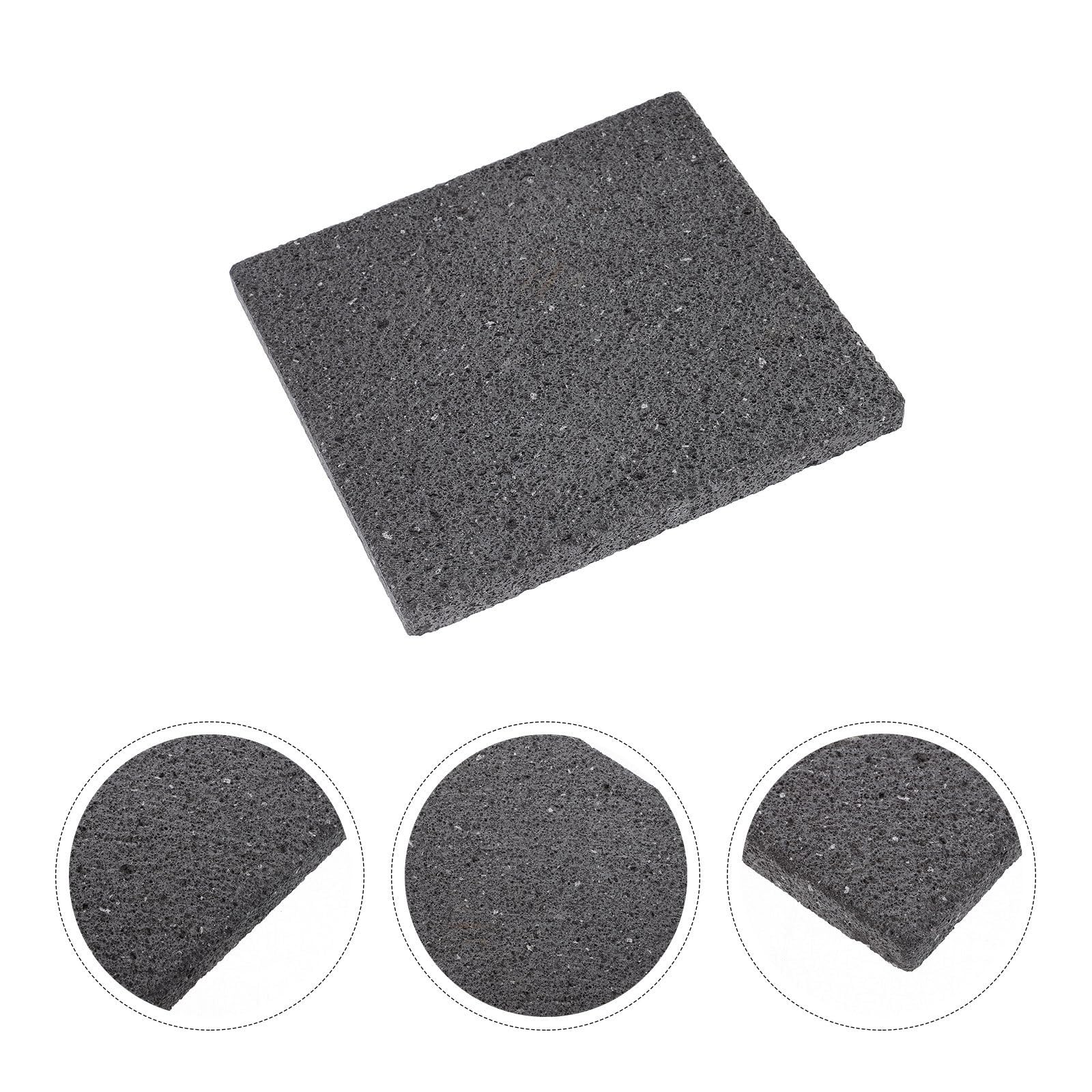 iplusmile Piastra in Pietra Lavica per Barbecue Superficie 16,8x15,5x1,5cm, Riutilizzabile per Grigliate di Carne e Verdure Durante Picnic Spontanei