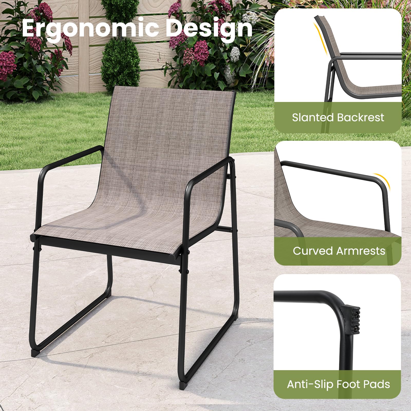 KOMFOTTEU Set di Mobile da Giardino in 3 Pezzi, Set Tavolo e 2 Sedie da Balcone in Tessuto Textilene, Set da Bistrò per Patio, Veranda, Bordo di Piscina, per 2 Persone, Grigio