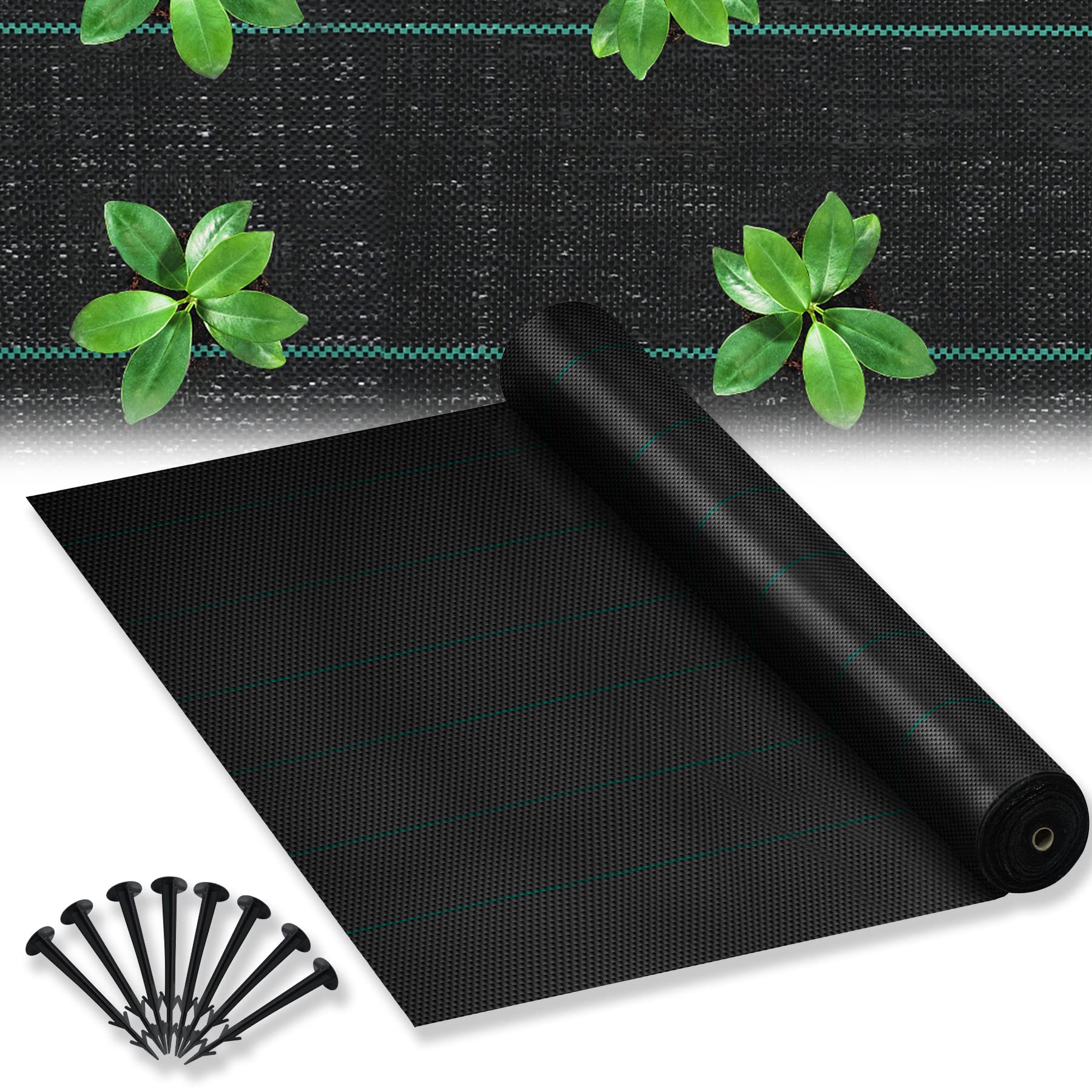 Froadp 100 g/m² Tkanina Przeciw Chwastom, Włóknina Ogrodowa Premium Bardzo Odporna na Rozerwanie, Folia Chwastów Przepuszczająca Wodę, Tkanina na Podłoże do Ogrodu i Wysokich Rabatek(50㎡, 1 x 50 m)