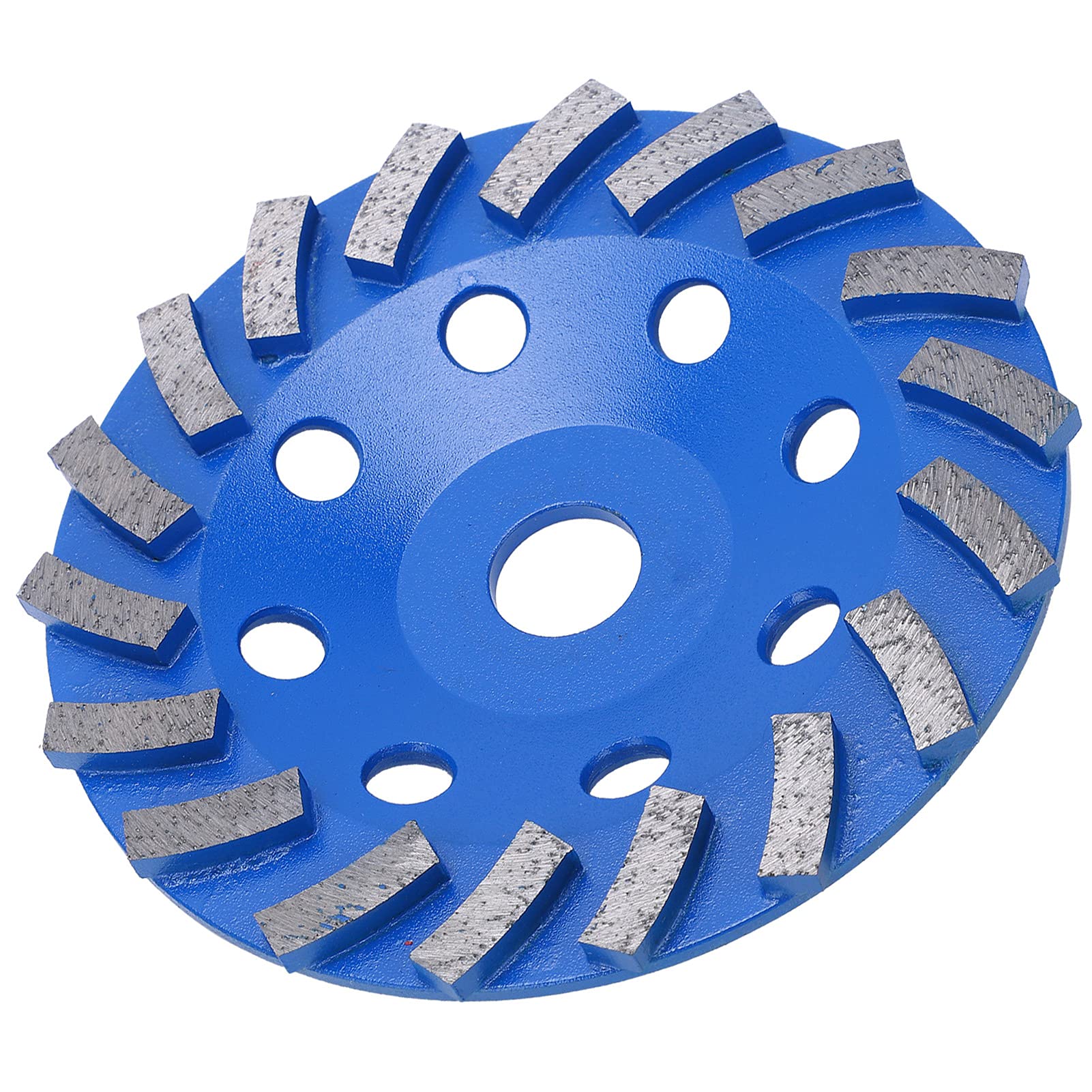 Disco abrasivo de 150 mm, 18 dientes, azul, de alta resistencia para amoladoras angulares, cuerpo de acero duradero, ideal para lijar hormigón, piedra y cemento en la construcción.