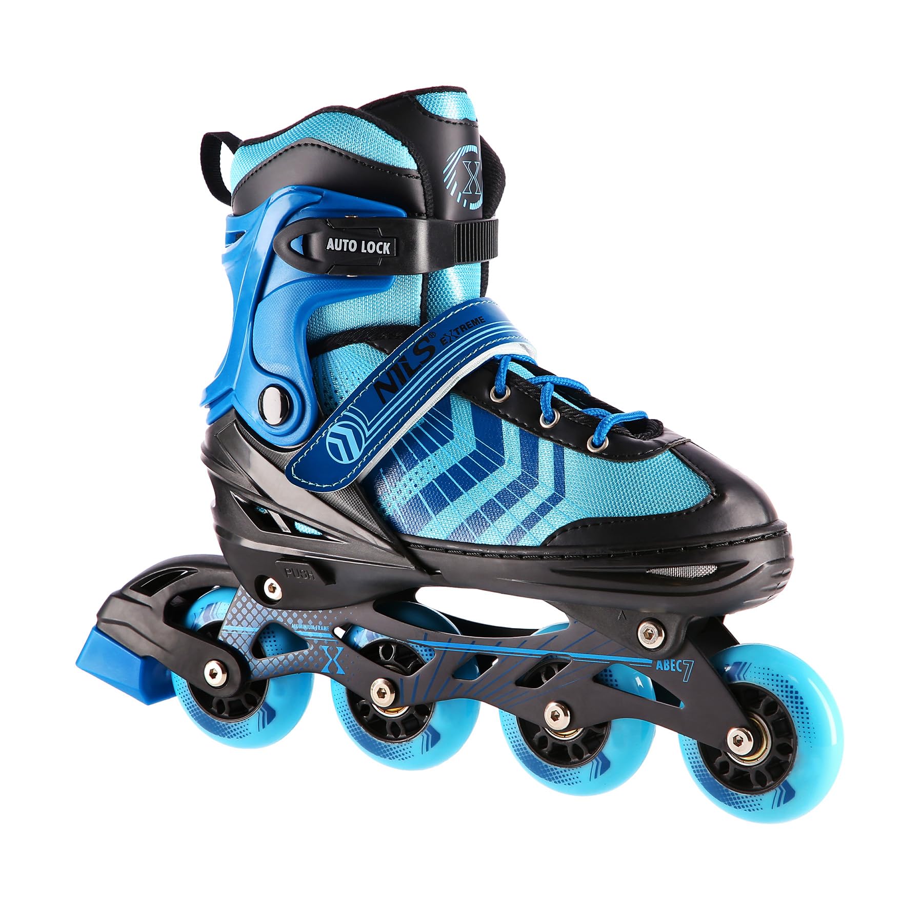 Nils Extreme Devin 4in1 Eishockeyschlitter, Farbe:Schwarz/Blau, Größe:L (39-43)