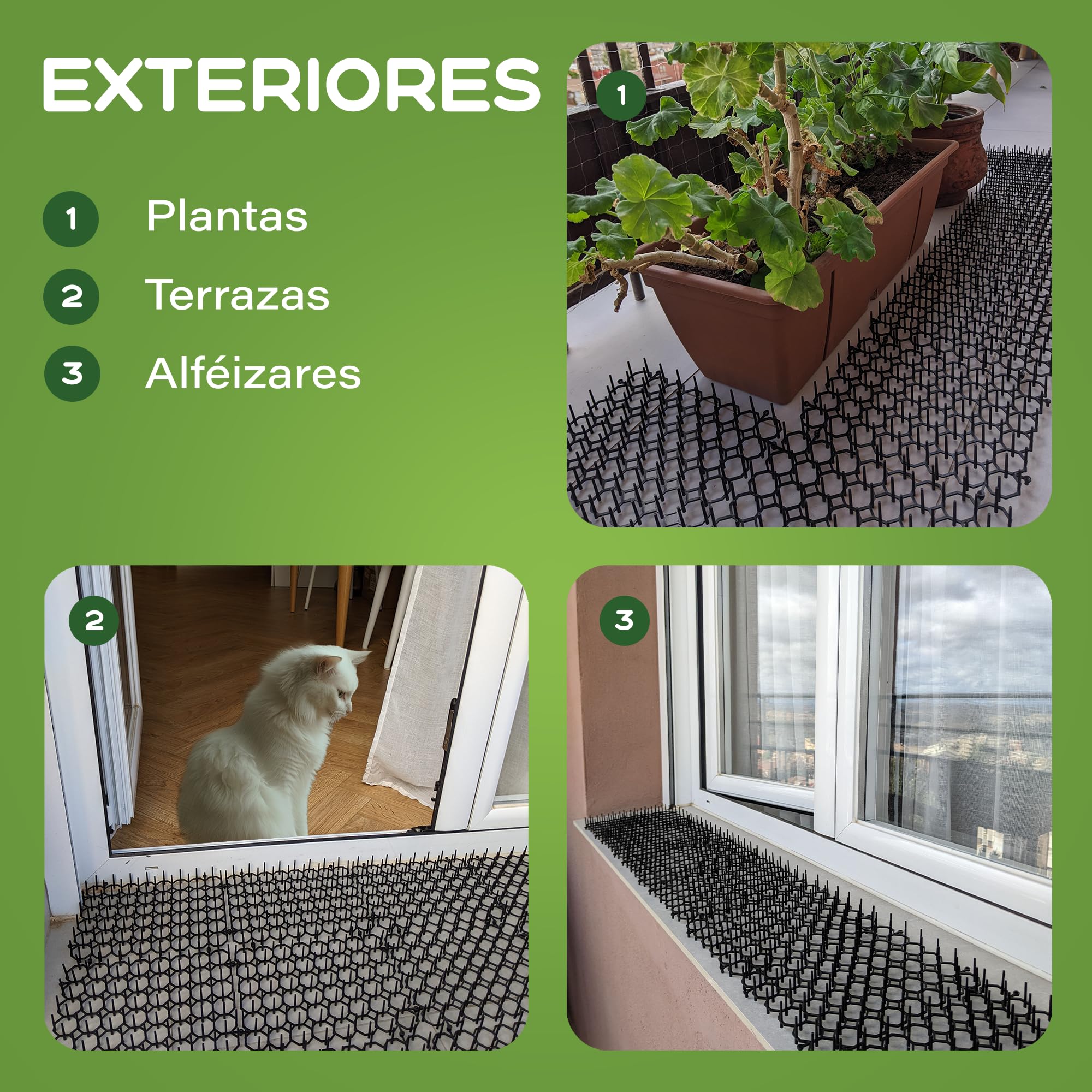 Pinchos Anti Gatos, 12 Alfombrillas 15x20cm + 12 Anclajes + 20 Bridas. Repelente para Gatos Jardin, para Interior y Exterior Mantiene Alejados a los Gatos (12 Alfombrillas 15x20 cm)