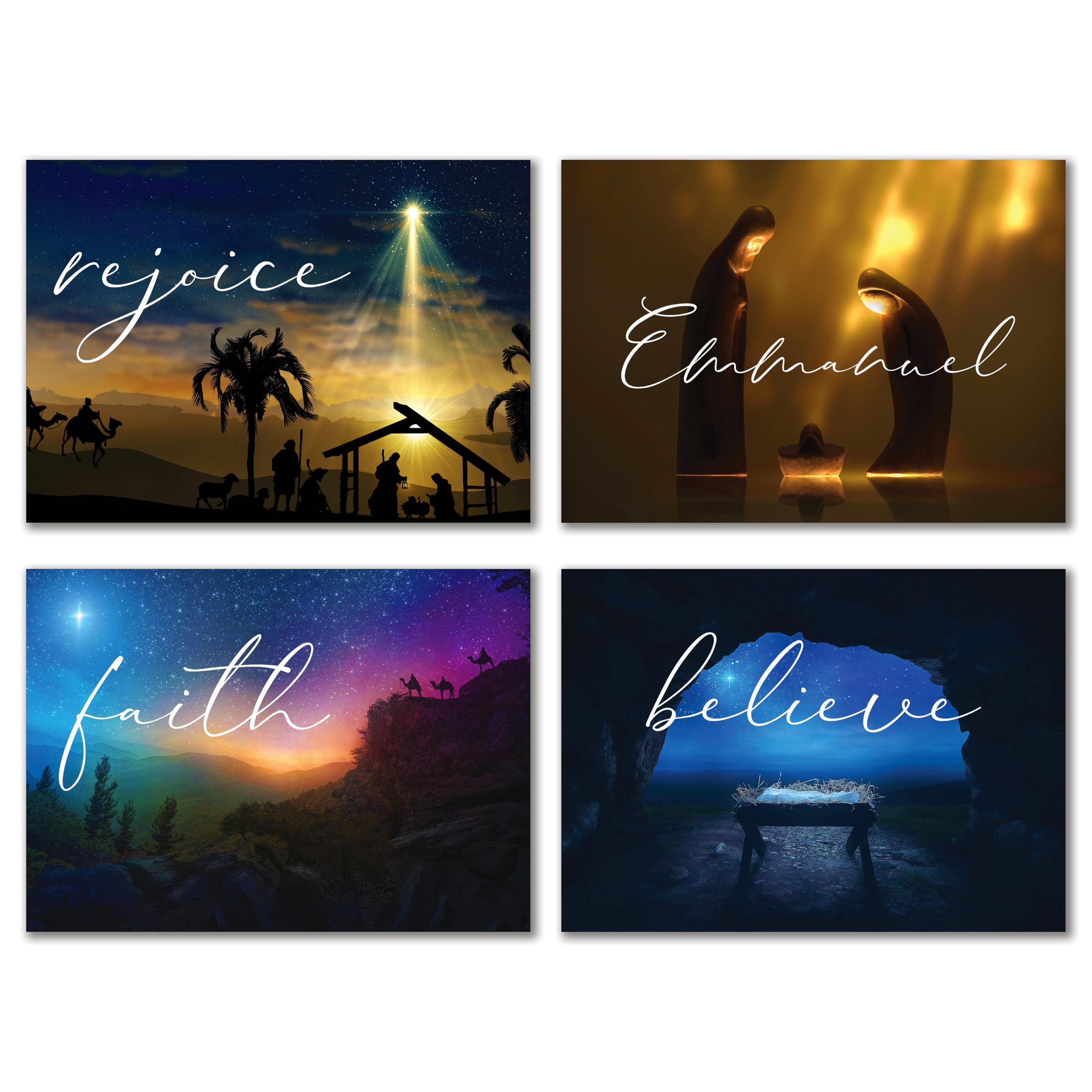 Simply Faithful Religious Christmas Cards with Bible Verses - Pack of 24