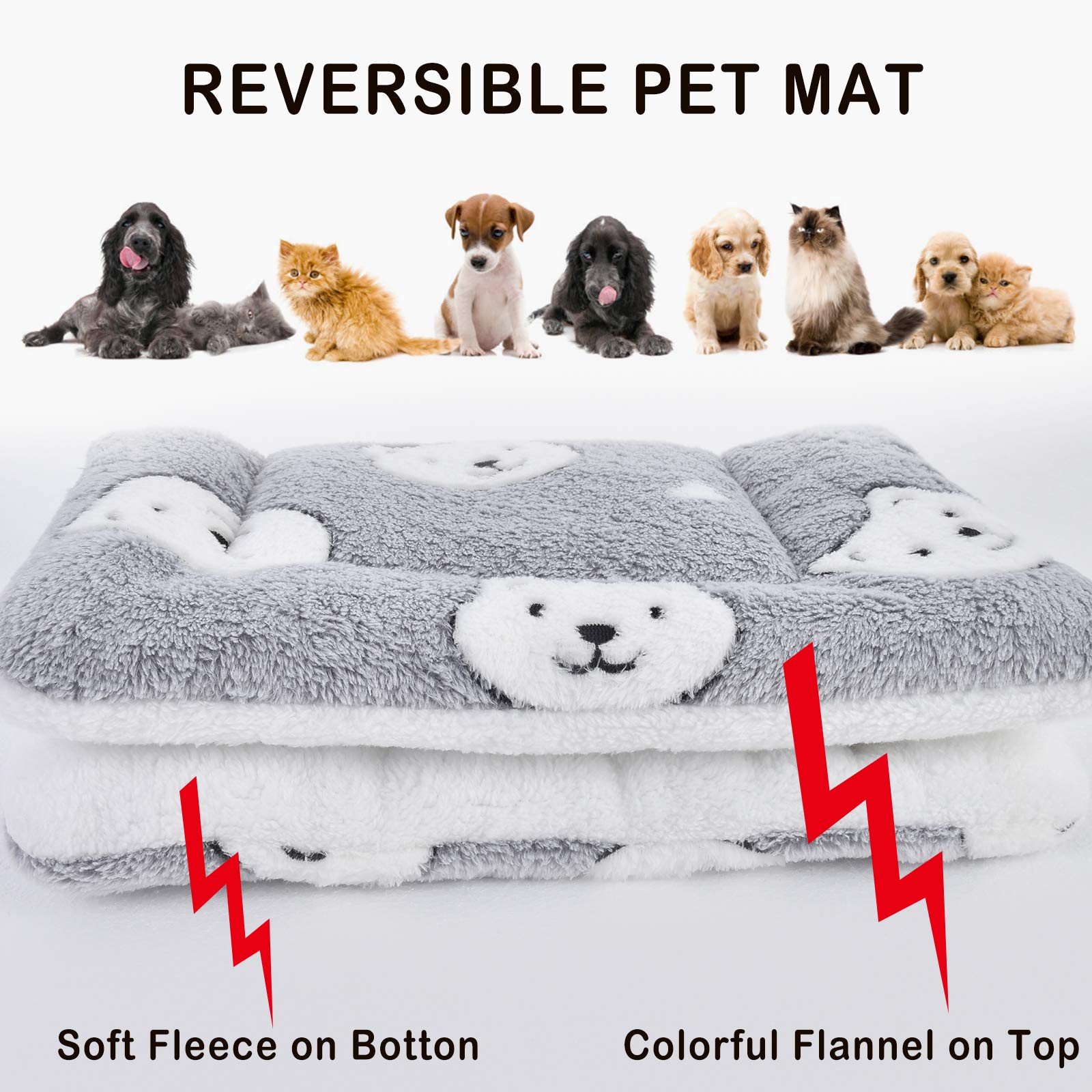 Morbido Cuscino Coperta Calda Coperta Cucciolo di Cane Gatto Letto Caldo e Morbido,Letto di Cane/Gatto XZ006 (79 * 60 CM, Grey Bear)