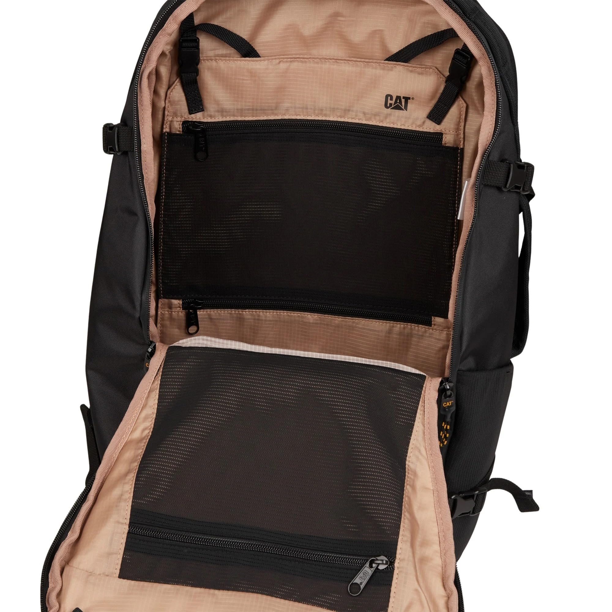 CAT City Bizz - Mochila gris oscuro, cremalleras impermeables, bolsillo trasero secreto y compartimento acolchado para laptop