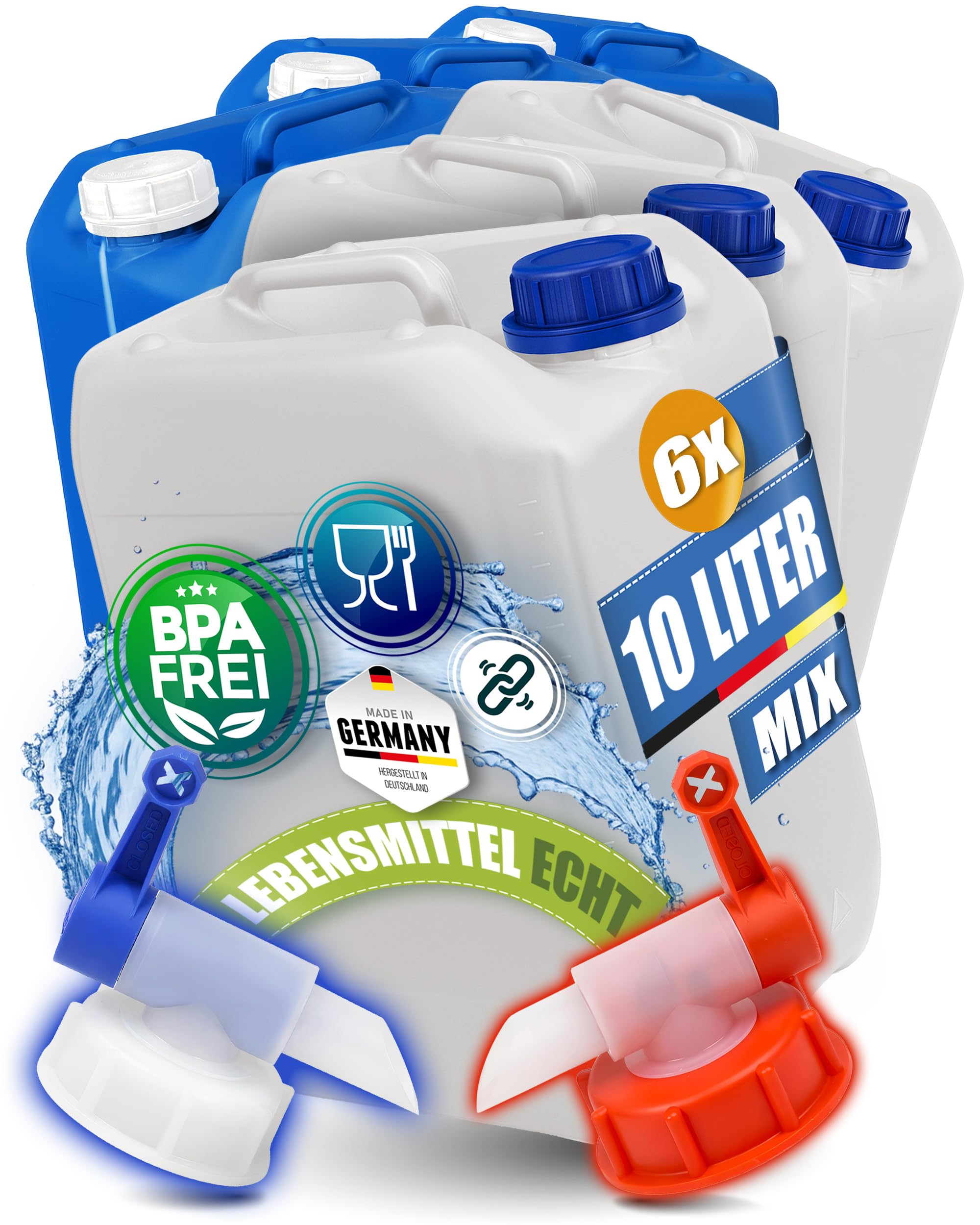 10L Wasserkanister, BPA frei lebensmittelecht, Kanister Made in Germany | Kosmetex Wasser Kanister 10 Liter für Camping, Garten, Gewerbe & Haushalt, Robust, Geschmacksneutral für Wasser & Getränke