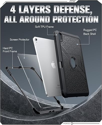 Miniatura 4 de MoKo Funda para iPad Air 2 de 9.7 pulgadas 2014 (A1566A1567), atrás silicona híbrida duradera, absorción de golpes de policarbonato duro con soporte