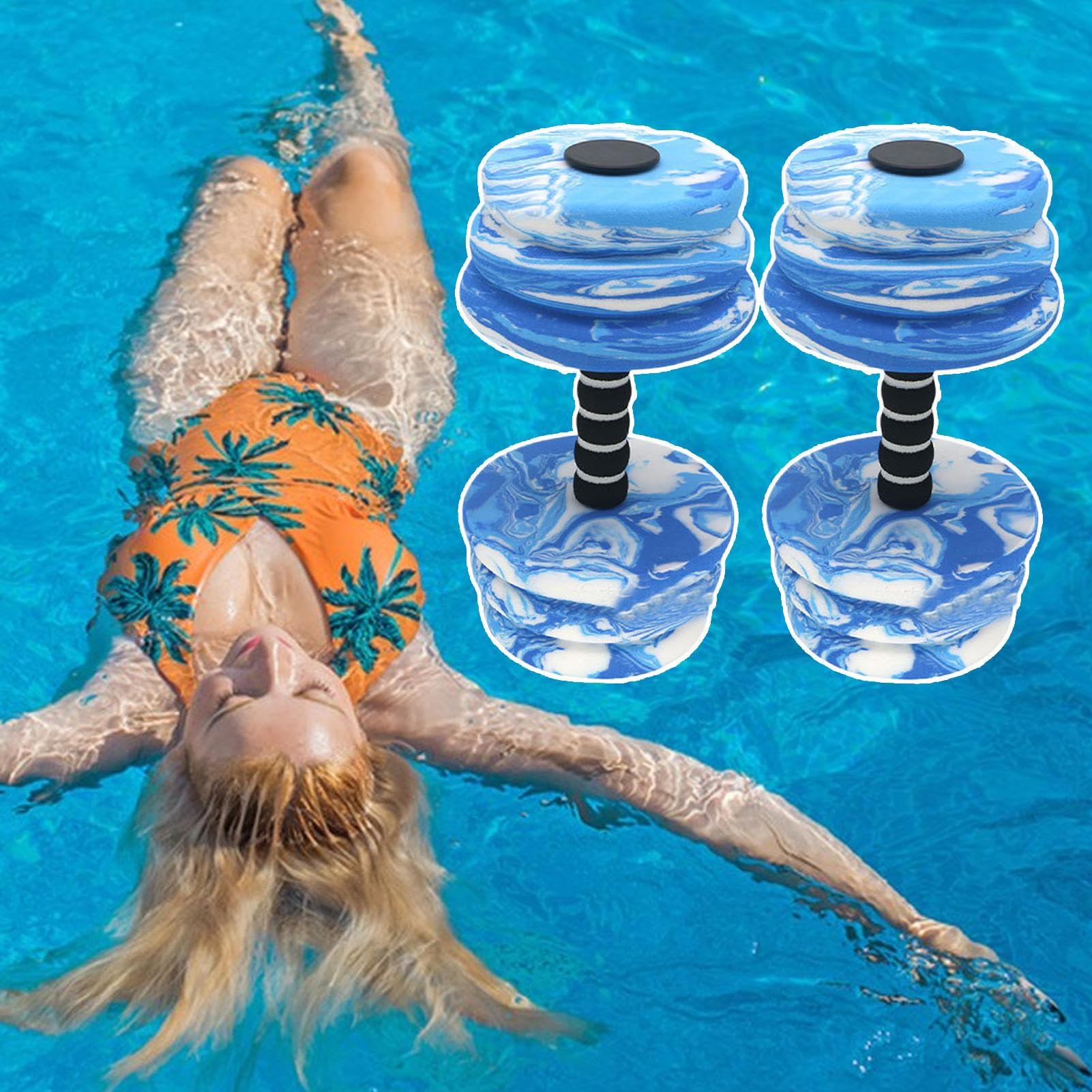 Sruiluo Barre D'Haltères Aquatiques, 1 Paire D'Haltères En Mousse