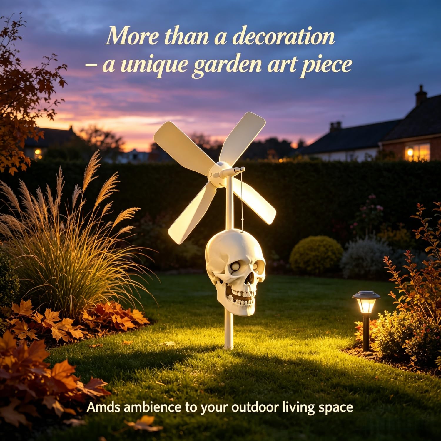 Totenkopf-Windmühle, Halloween-Dekoration – Totenkopf-Windspiel, Outdoor-Gartendekoration, Terrasse, Rasen und Innendekoration für gruselige saisonale Displays