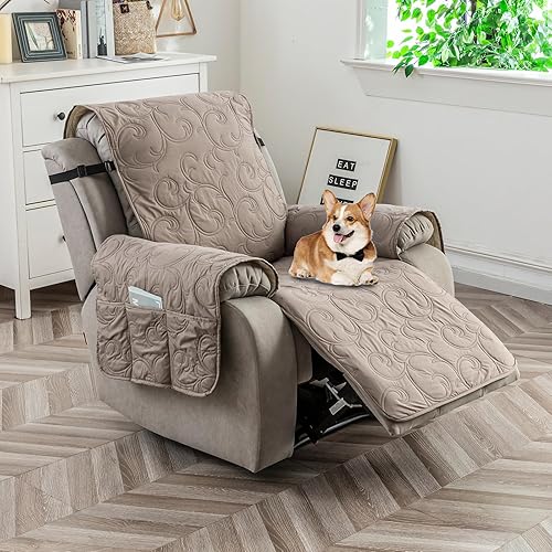 Vista 8 de Funda para silla reclinable 100% impermeable, fundas de silla reclinable para silla reclinable, funda de tela antideslizante para sala de estar