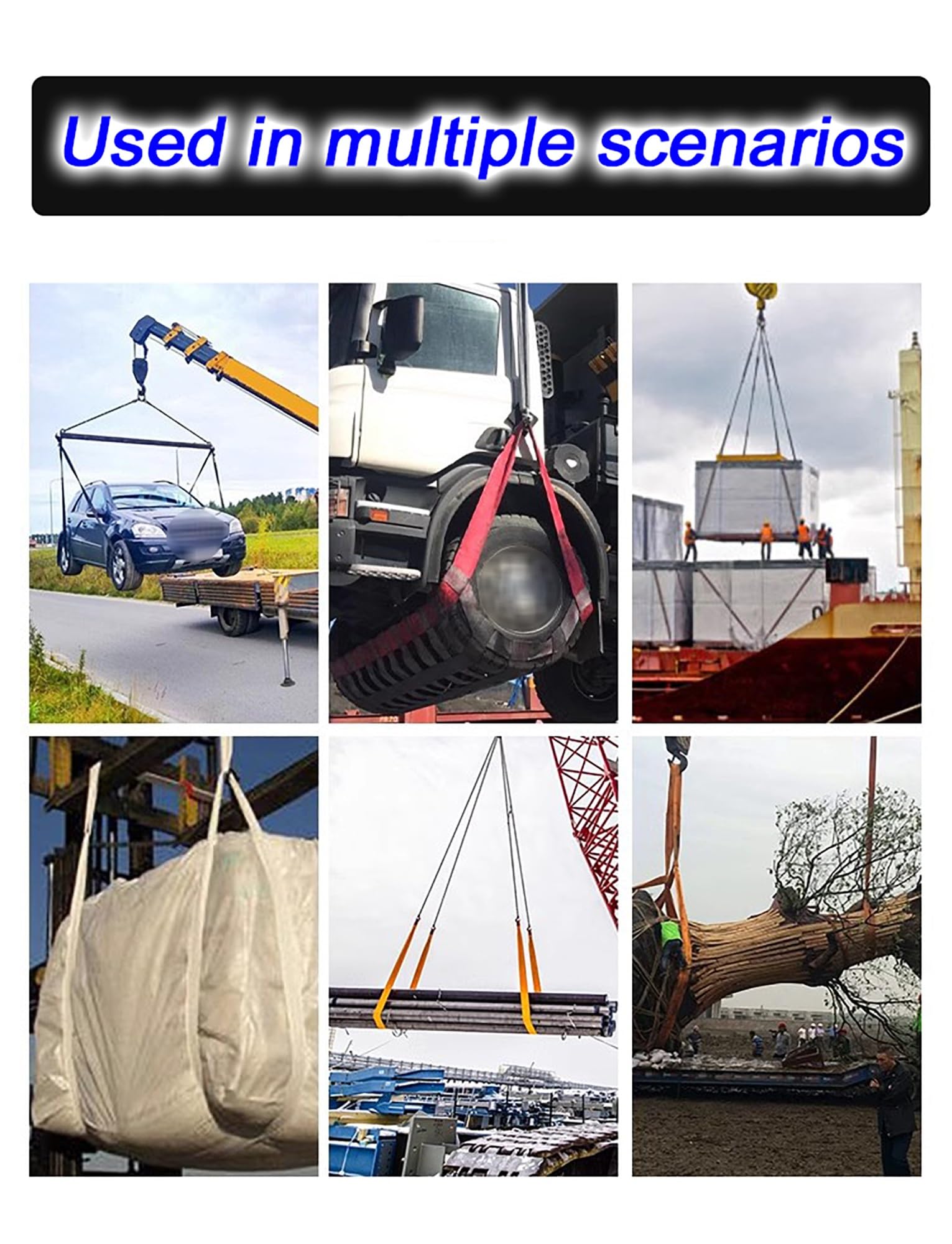 Schwerlast-Kranhebebänder – Hohe Festigkeit und Langlebigkeit für Anschlagmittel, Gabelstapler und Ladungsumschlag, 2 t – 10 m,2T-10 Meters