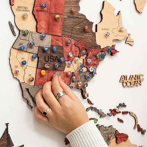 Miniatura 8 de Enjoy The Wood Arte de pared grande de madera en 3D, mapa del mundo, mapa de viajes del mundo, idea de regalo para cualquier ocasión, arte de pared