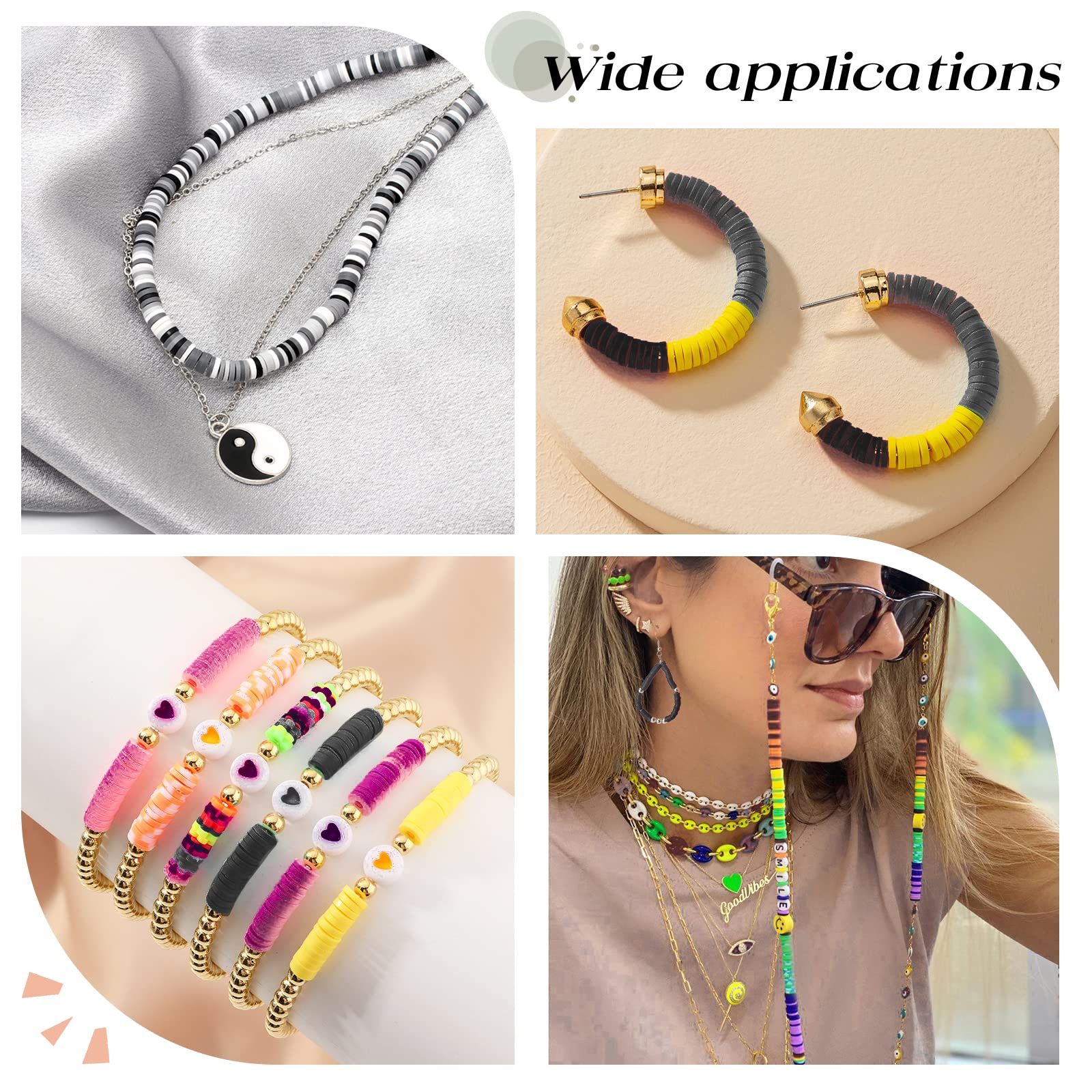 NBEADS 380 Perline Di Argilla Polimerica Piatte 3mm - Filo Di Perline Fatte A Mano Per Creare Gioielli Fai-da-Te - Distanziatori Rotondi Colore Dodger Blu - Foro 1mm