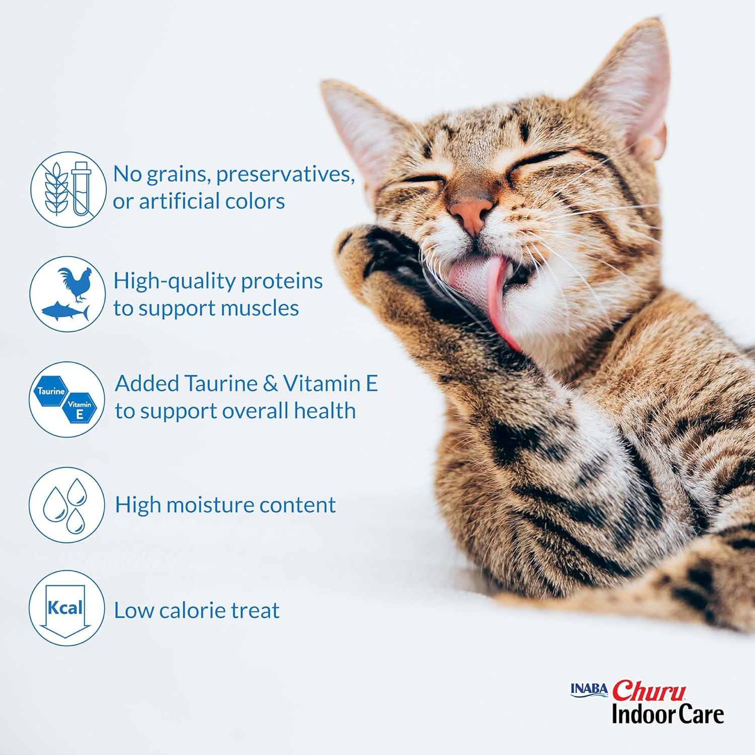 INABA Churu Indoor Care for Hairball Control, Functional Lickable Cat Treat with Taurine & Green Tea Extract, 0.5oz Each, 60 Tubes Total, Chicken & Seafood Variety