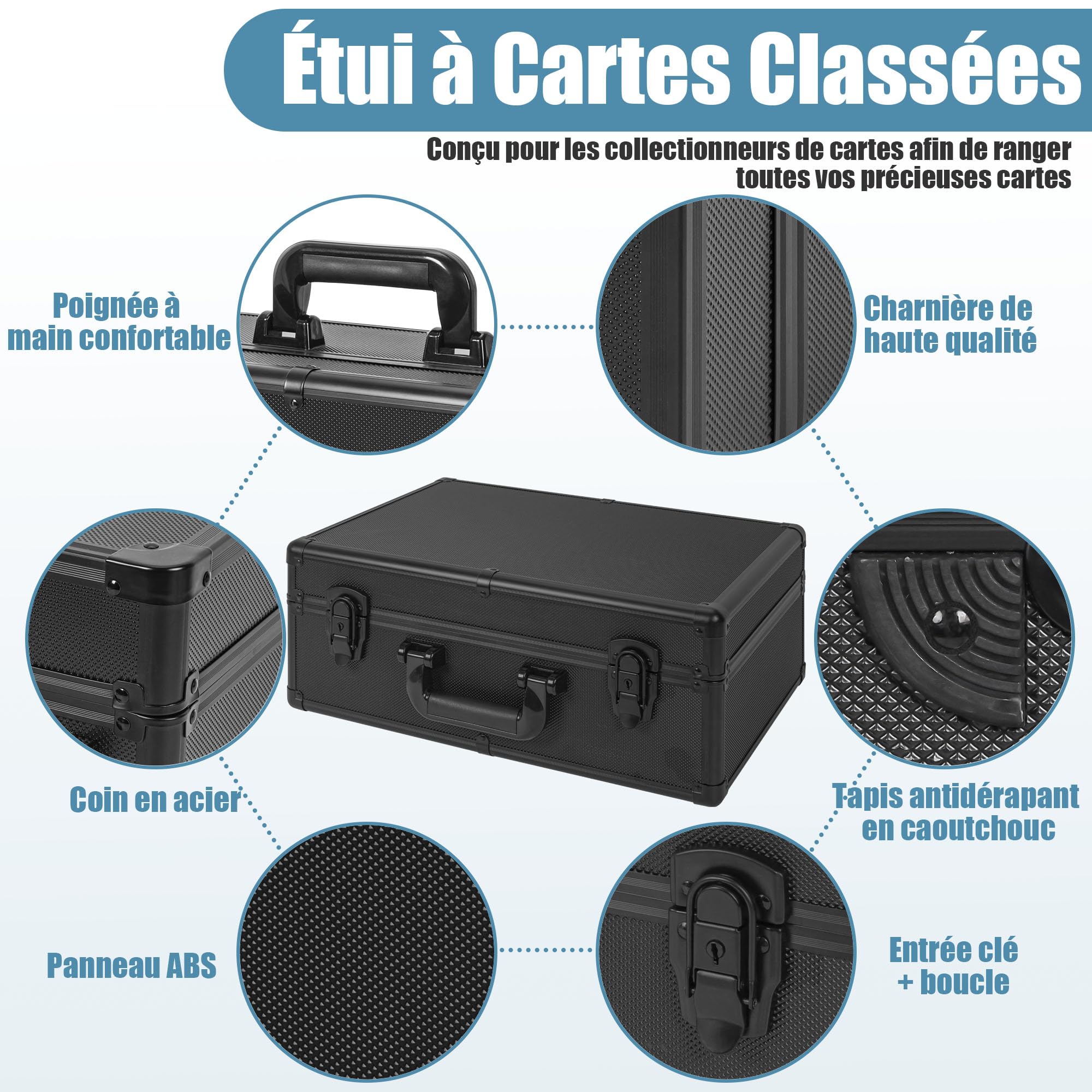 Boîte de Rangement pour Cartes Gradées avec Séparateurs Mousse, 150 Cartes | Boîte de Cartes avec en Alliage d'Aluminium pour PSA/BGS/SGC/CSG, Card Storage Box avec Serrure