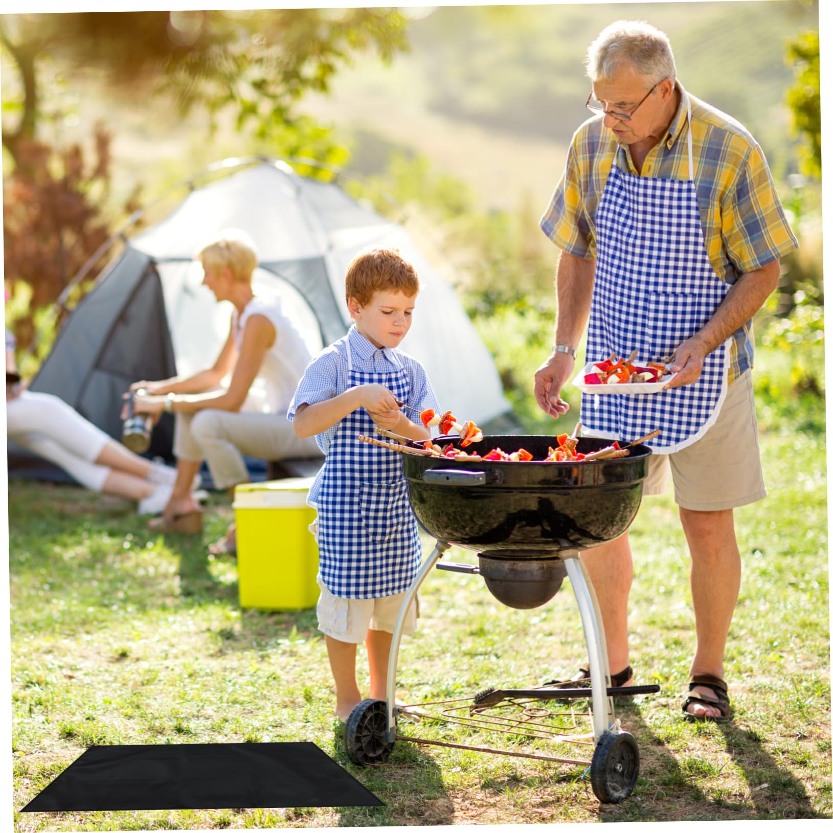 Happyyami Tapis Ignifuge Double Face Portable pour Terrasse De Camping 22/17 Pouces