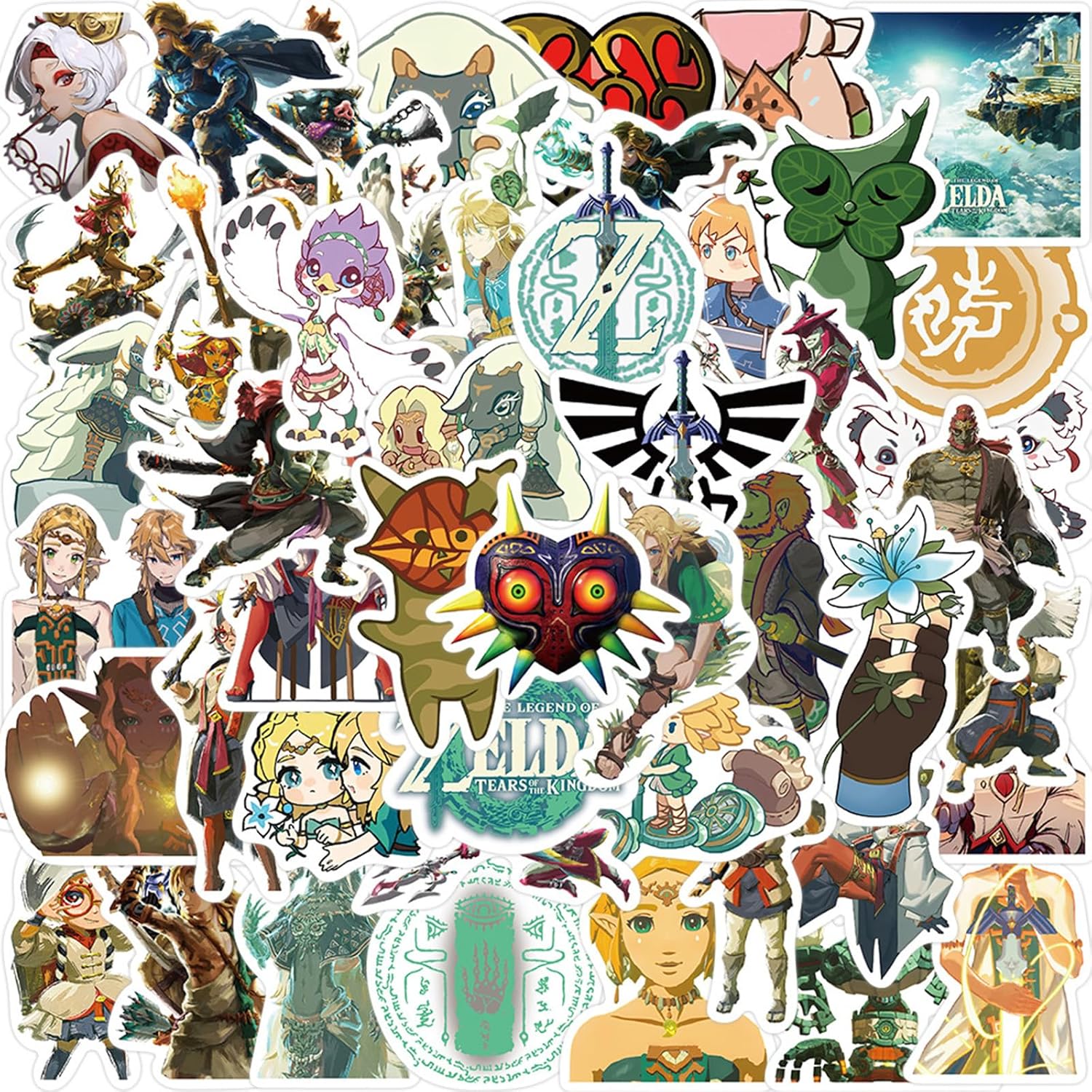 50pcs The Legend of Zelda: Tears of The Kingdom Stickers for Water Bottle, Waterproof Vinyl Decal for Adult Teen Kids Laptop Skateboard Phone Travel Case Bike Guitar