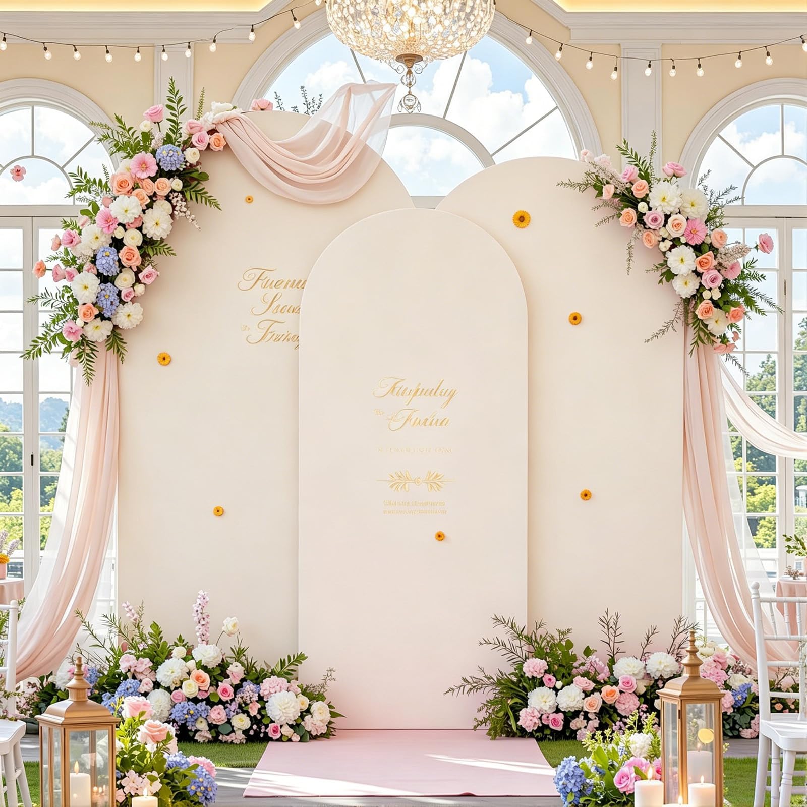 3 Stück Bogen Hintergrund Abdeckung, Doppelseitiger Hochzeitsbogen Abdeckung Hintergrundabdeckung, Fotografie Bogenabdeckung für Hochzeit, Geburtstag, Zeremonie, Party & Bankett Dekoration