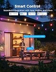 Govee Lumières à cordes extérieures claires, 48ft IP67 Patio & Lumières de jardin 15 RGBWIC Dimmable LED Des ampoules, 111 Modes, Synchronisation de musique, IP67 imperméable & Shatterproof, Travailler avec Alexa, Google & Matière