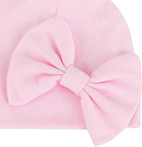 Miniatura 2 de Mittens and Caps for Newborn Baby Girls Set Hospital Hat Beanie Infant Hats with Bow for 0-6 Months