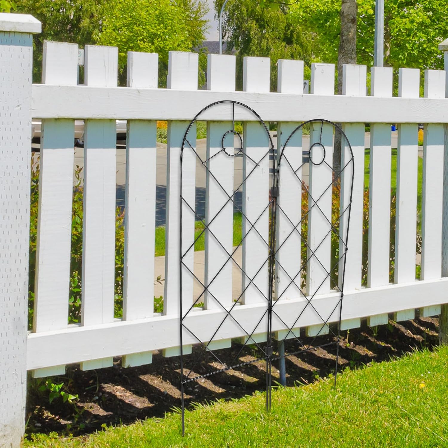 2pcs Foldable Iron Garden Trellis Plant Stake Support for Climbing Vines Indoor Outdoor Gardening Plant Vine Holder