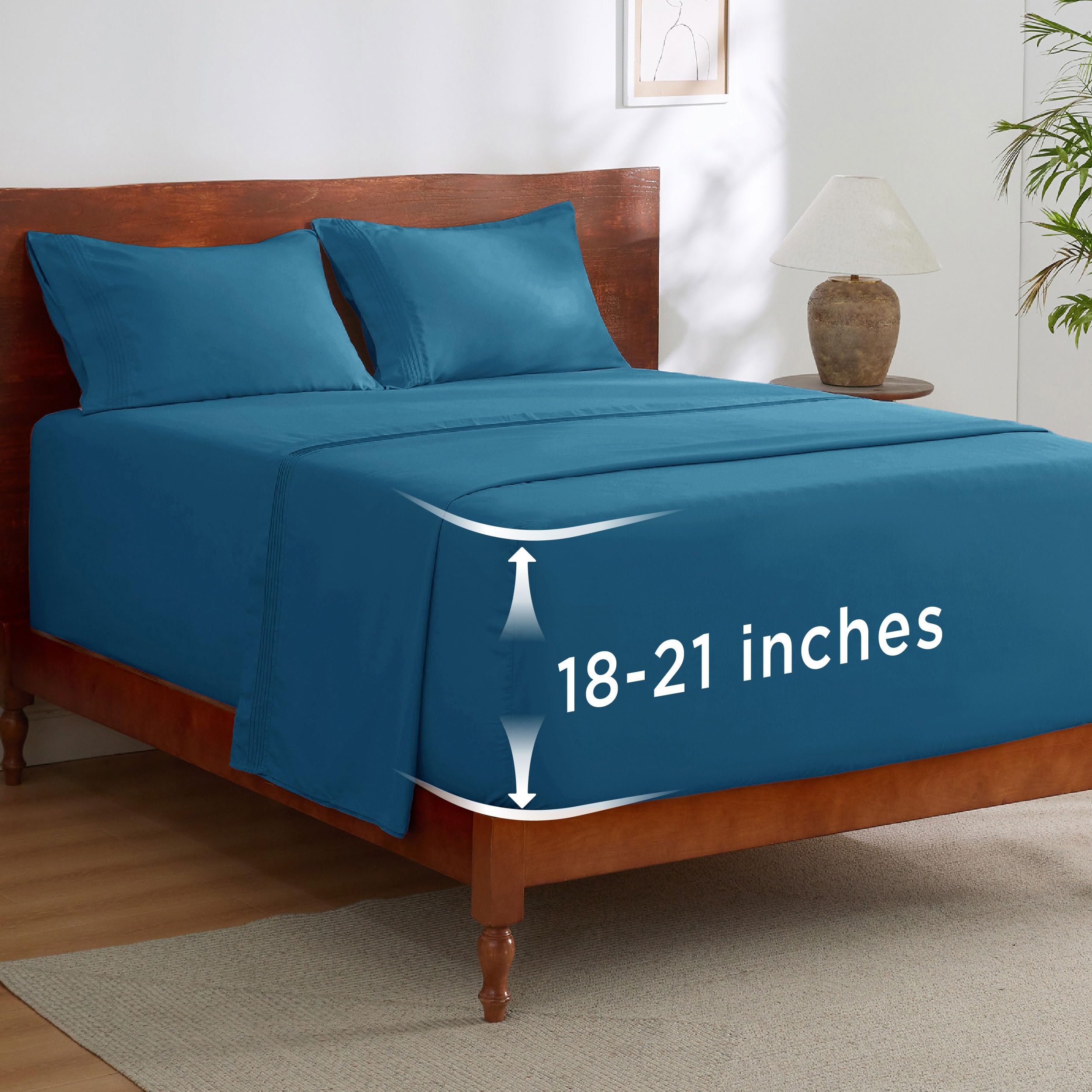 Bedsure Deep Pocket Queen Sheets Set - Fits Mattresses Up to 21 Inches Thick - 4 Piece GentleSoft Bed Sheets, Moisture Wicking, Soft & Cooling