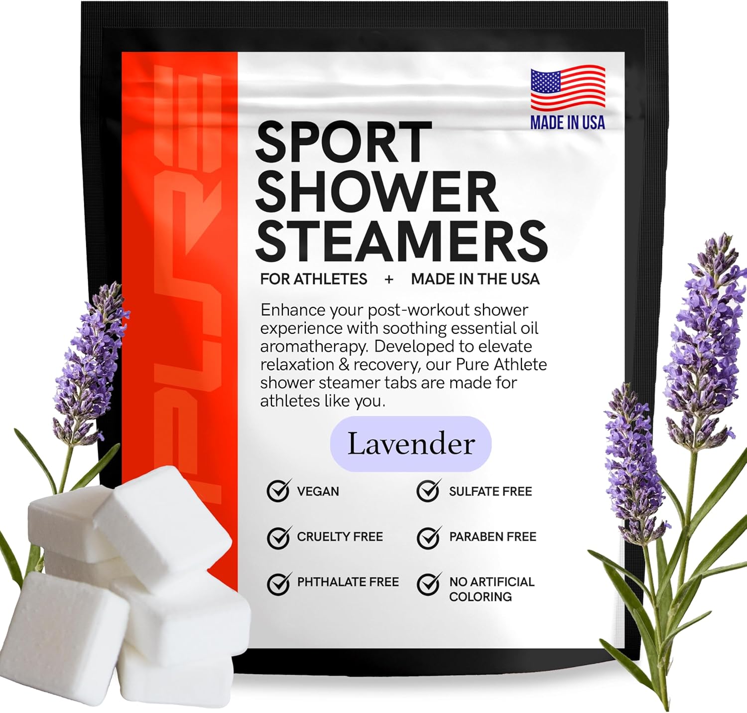Sport Shower Steamers – Made in USA with Natural Lavender Essential Oil, Aromatherapy, Stress and Sinus Relief, Muscle Recovery for Athletes, Best Unique Birthday Gifts for Self Care Relaxation